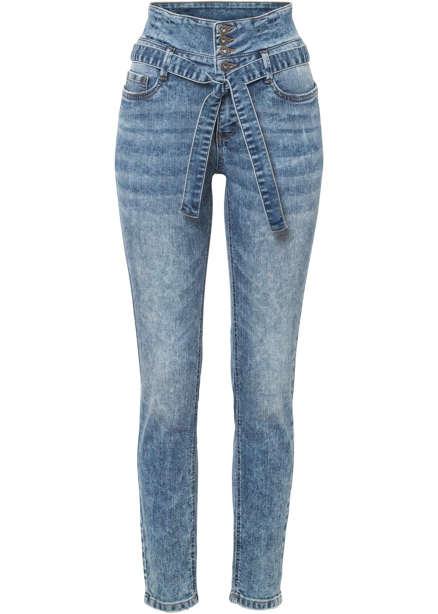 Jean Skinny taille haute avec ceinture