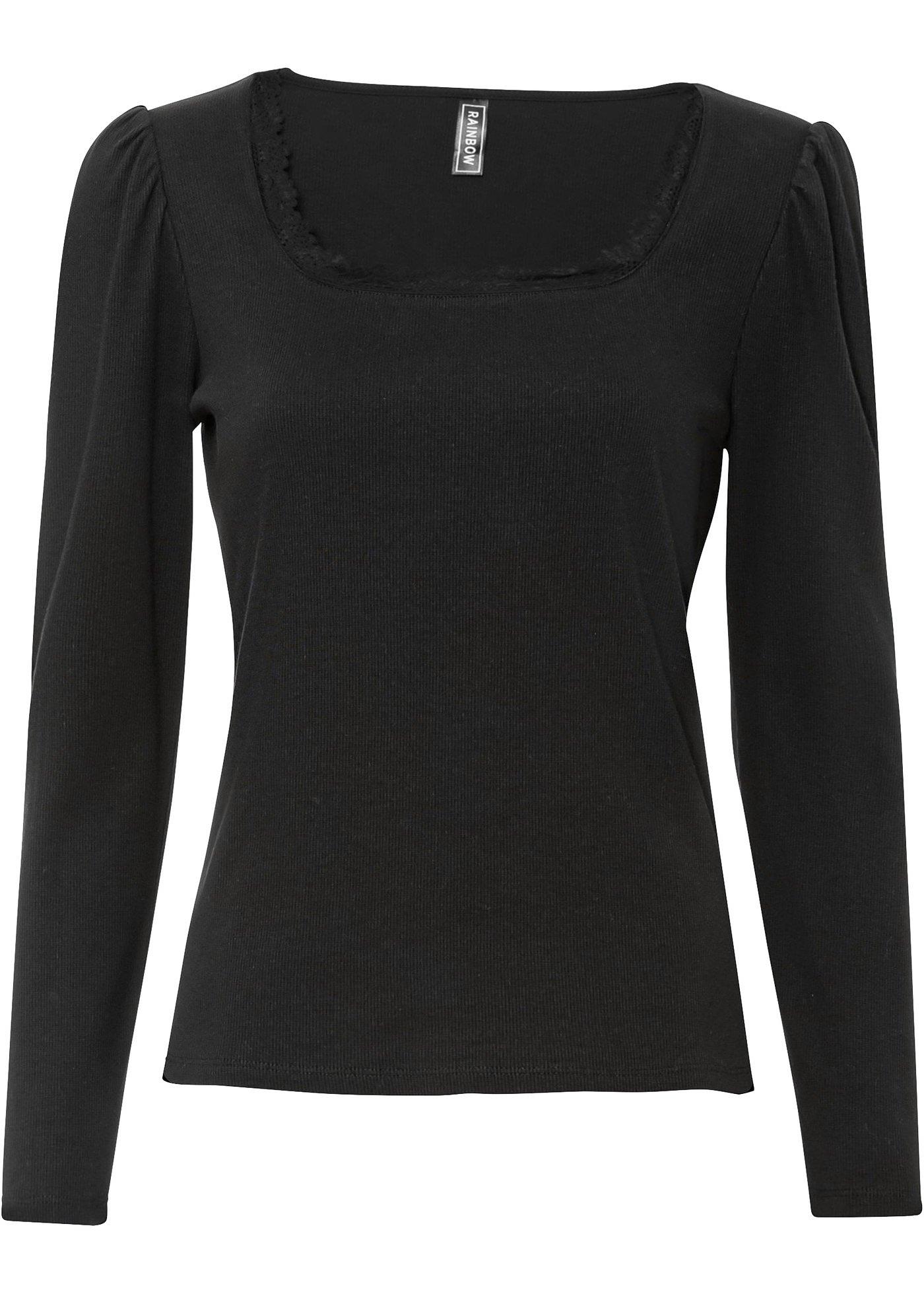 T-shirt côtelé à manches bouffantes