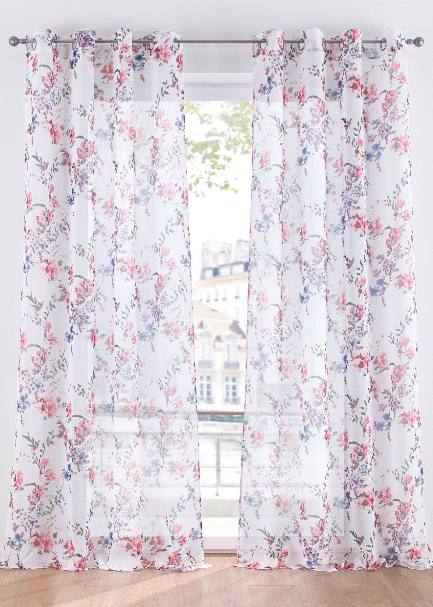 Voilage avec imprimé floral (1 pce.)