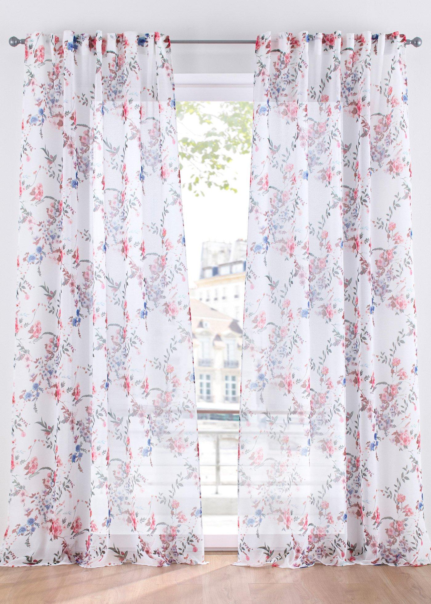 Voilage avec imprimé floral (1 pce.)