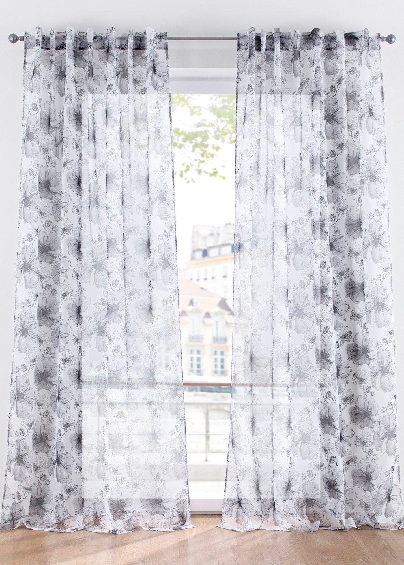 Voilage à imprimé floral (1 pce.)