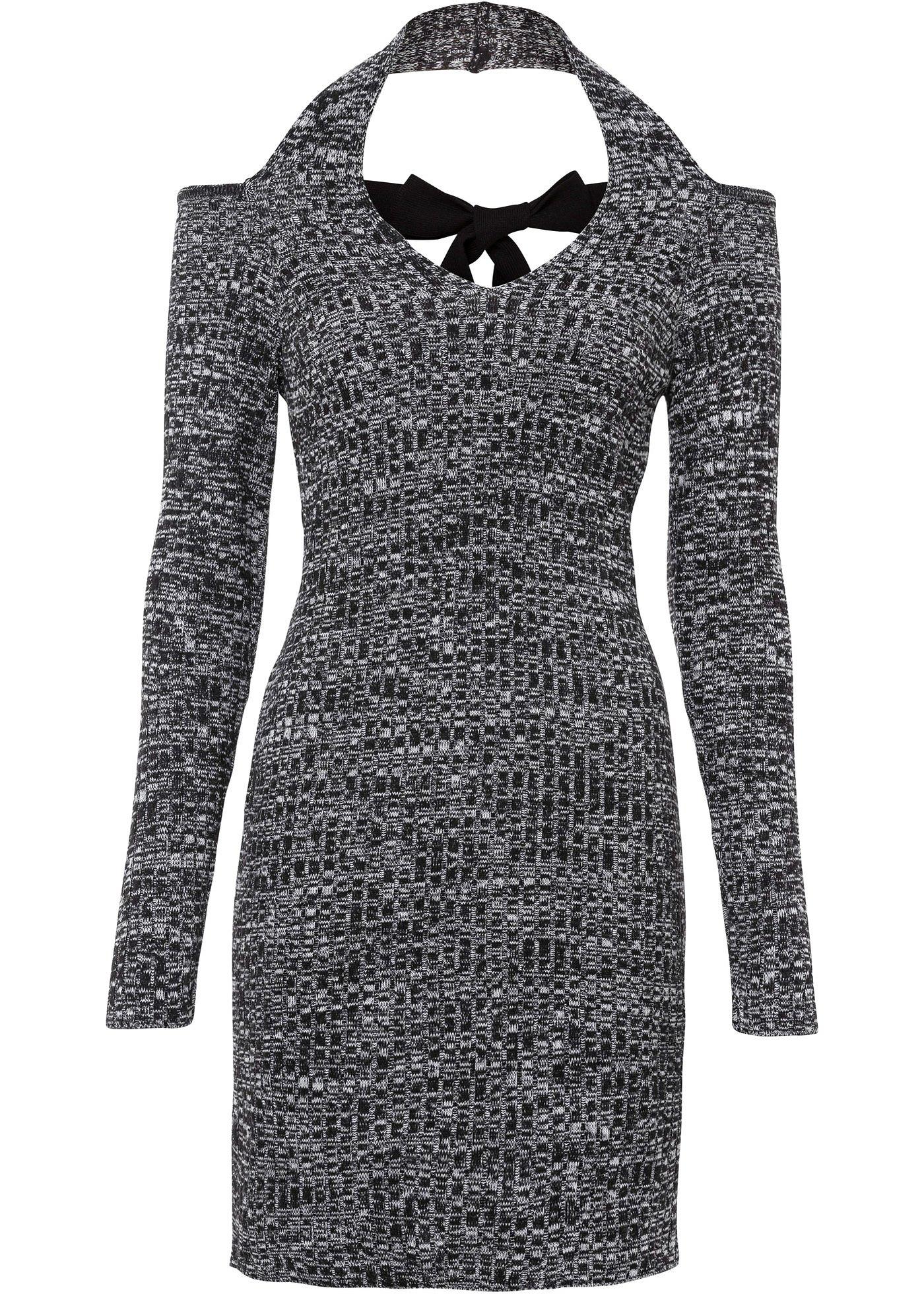 Robe en maille à épaules dénudées