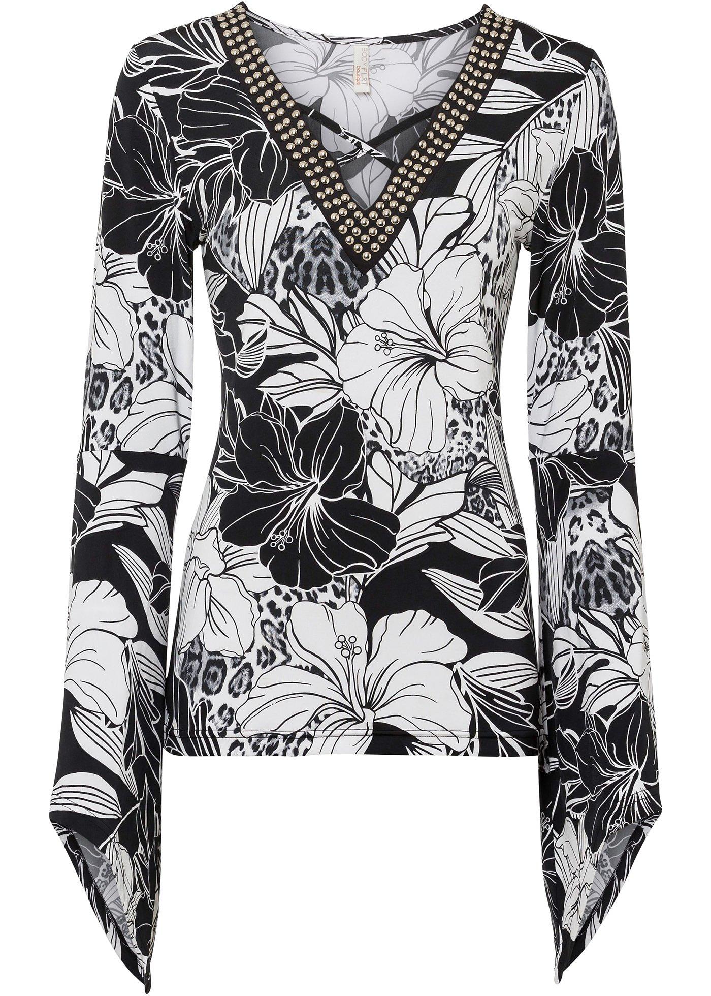 T-shirt manches longues à manches volantées