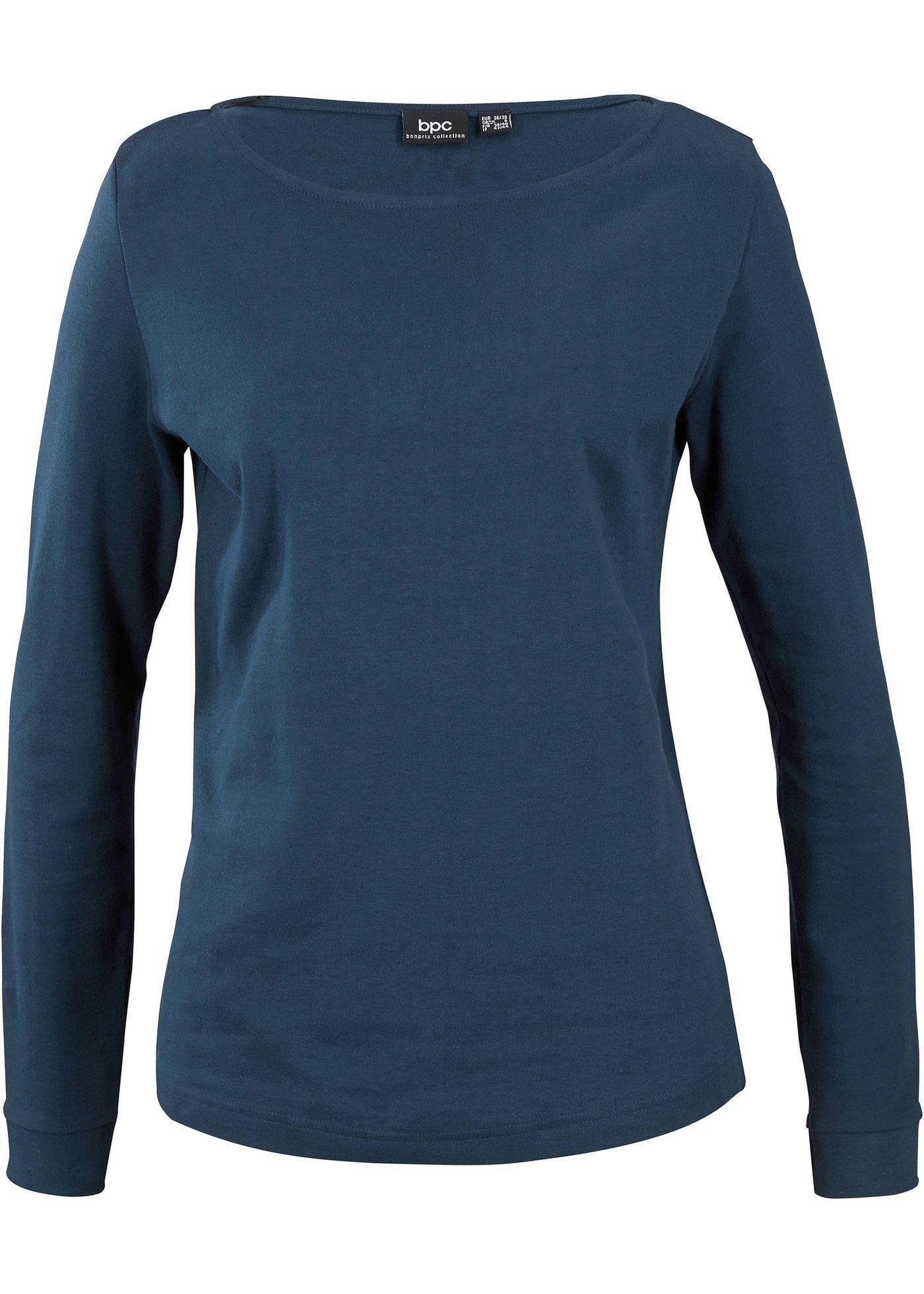 T-shirt manches longues en jersey épais avec encolure bateau