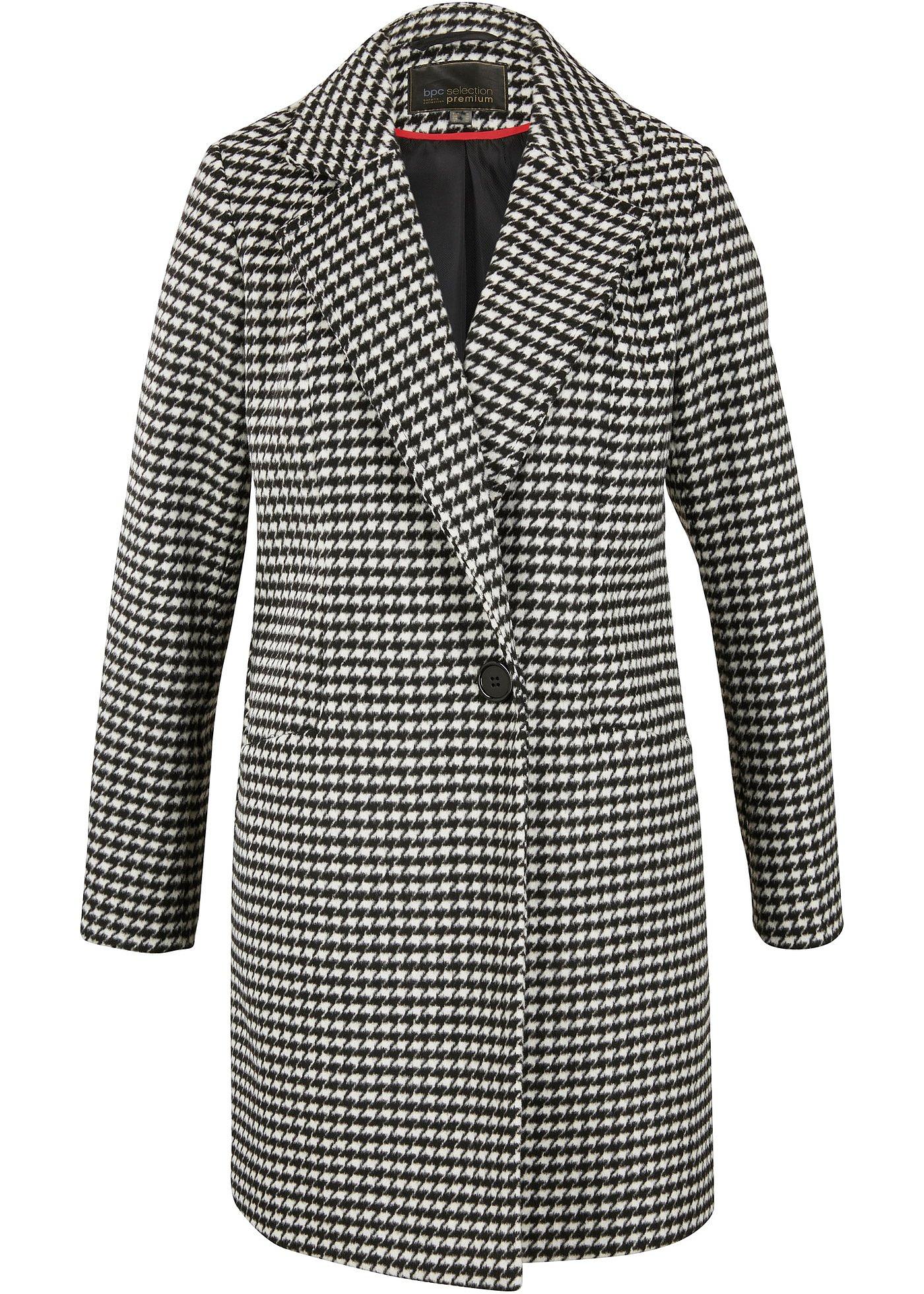 Manteau à motif pied-de-poule avec teneur en laine