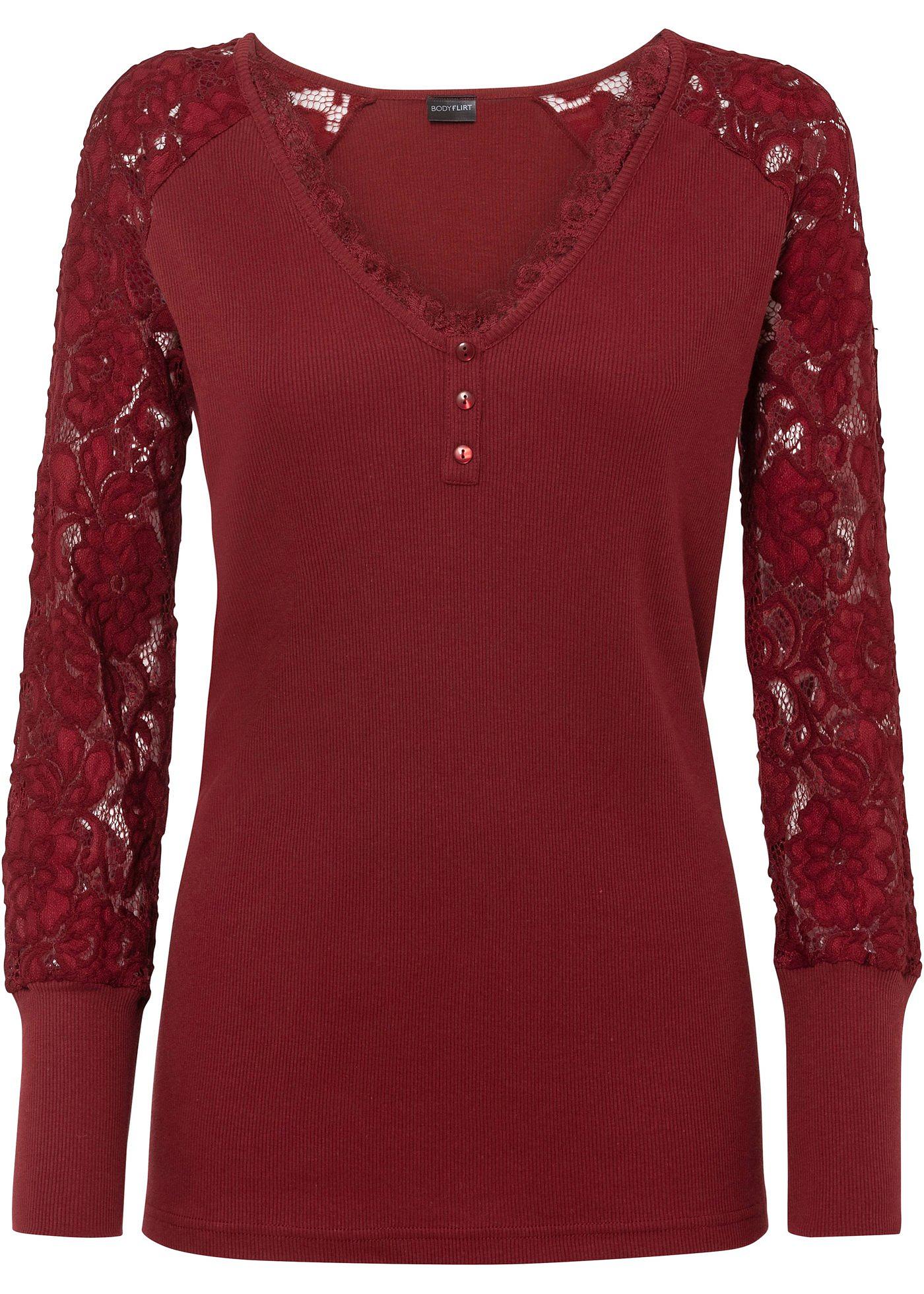 T-shirt manches longues à dentelle