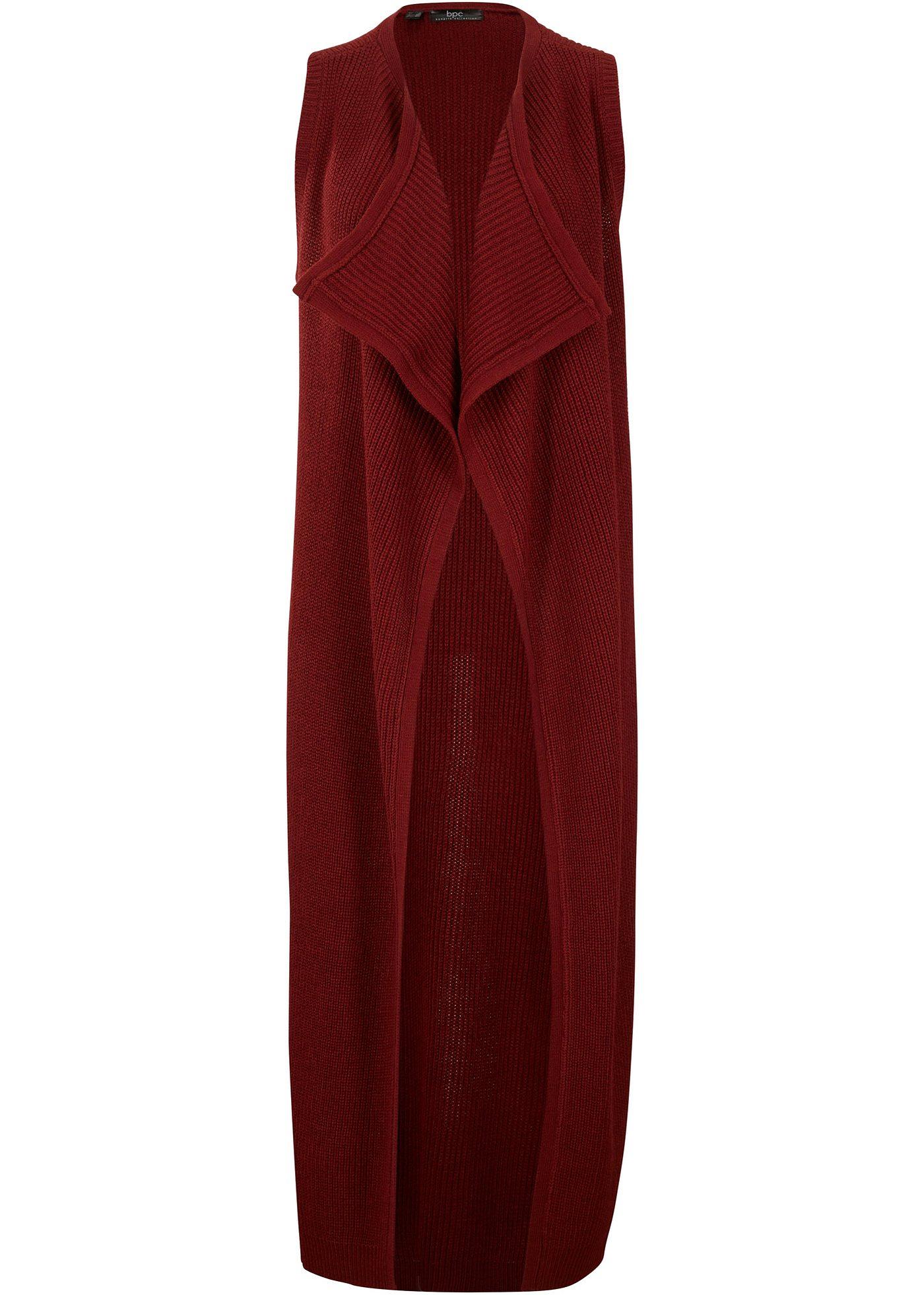 Gilet sans manches en maille avec col bénitier, longueur midi