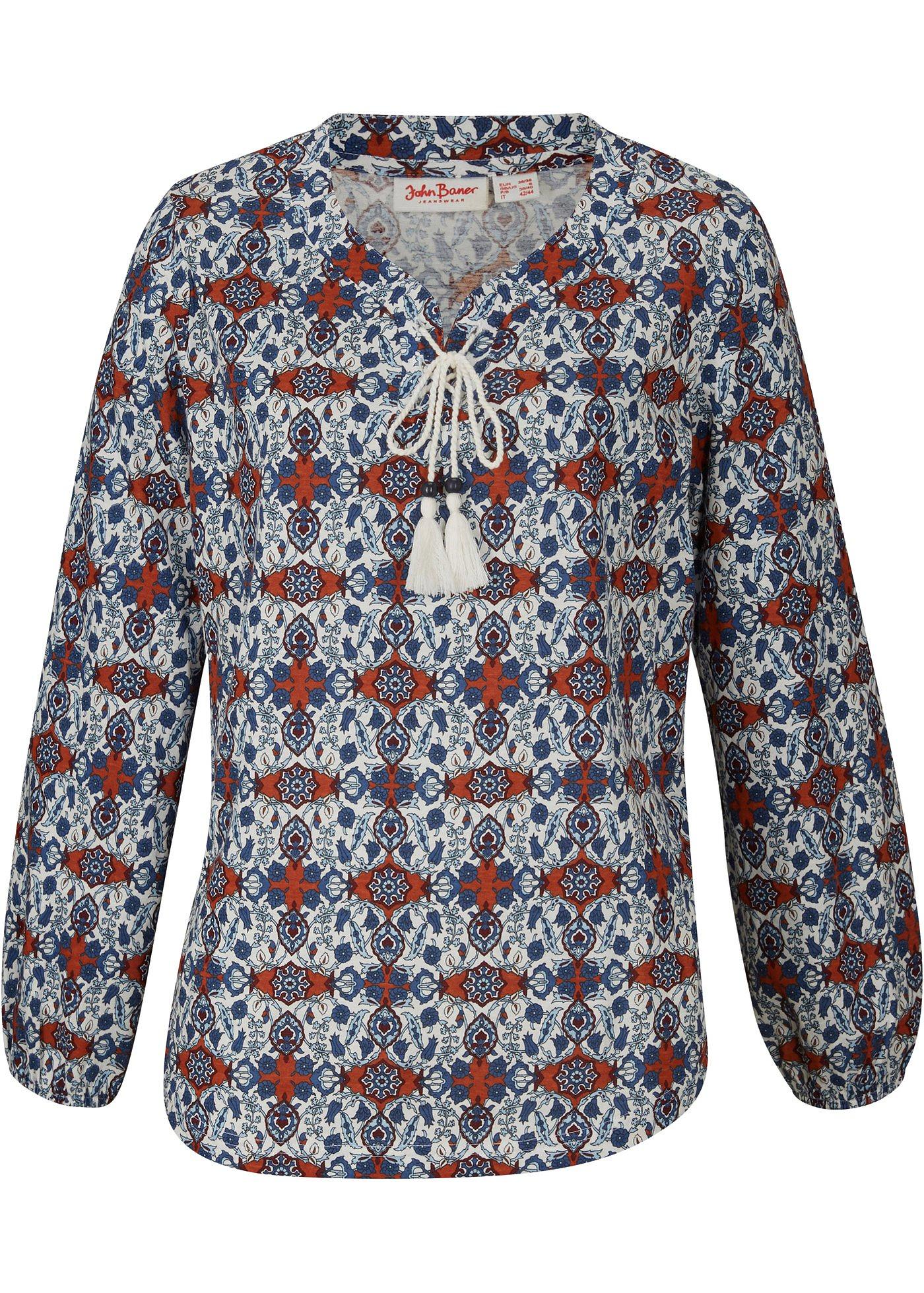 T-shirt tunique imprimé, manches longues