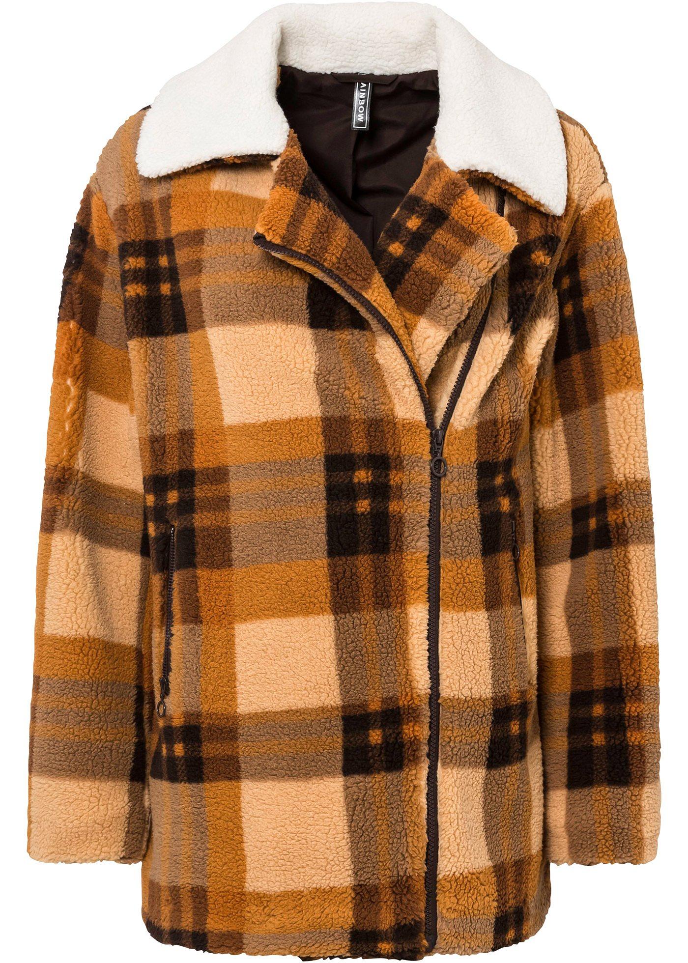 Veste synthétique imitation mouton à carreaux