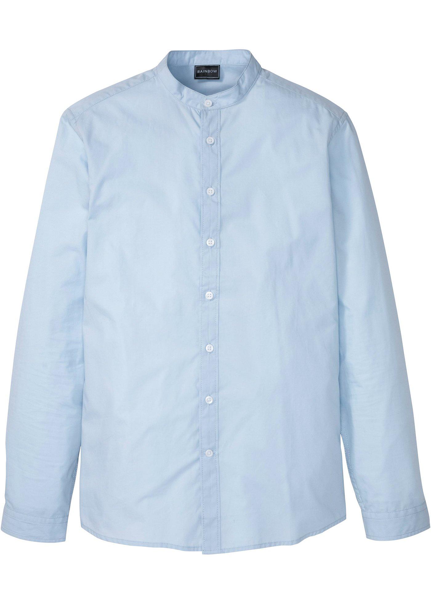 Chemise manches longues à col montant, Slim Fit