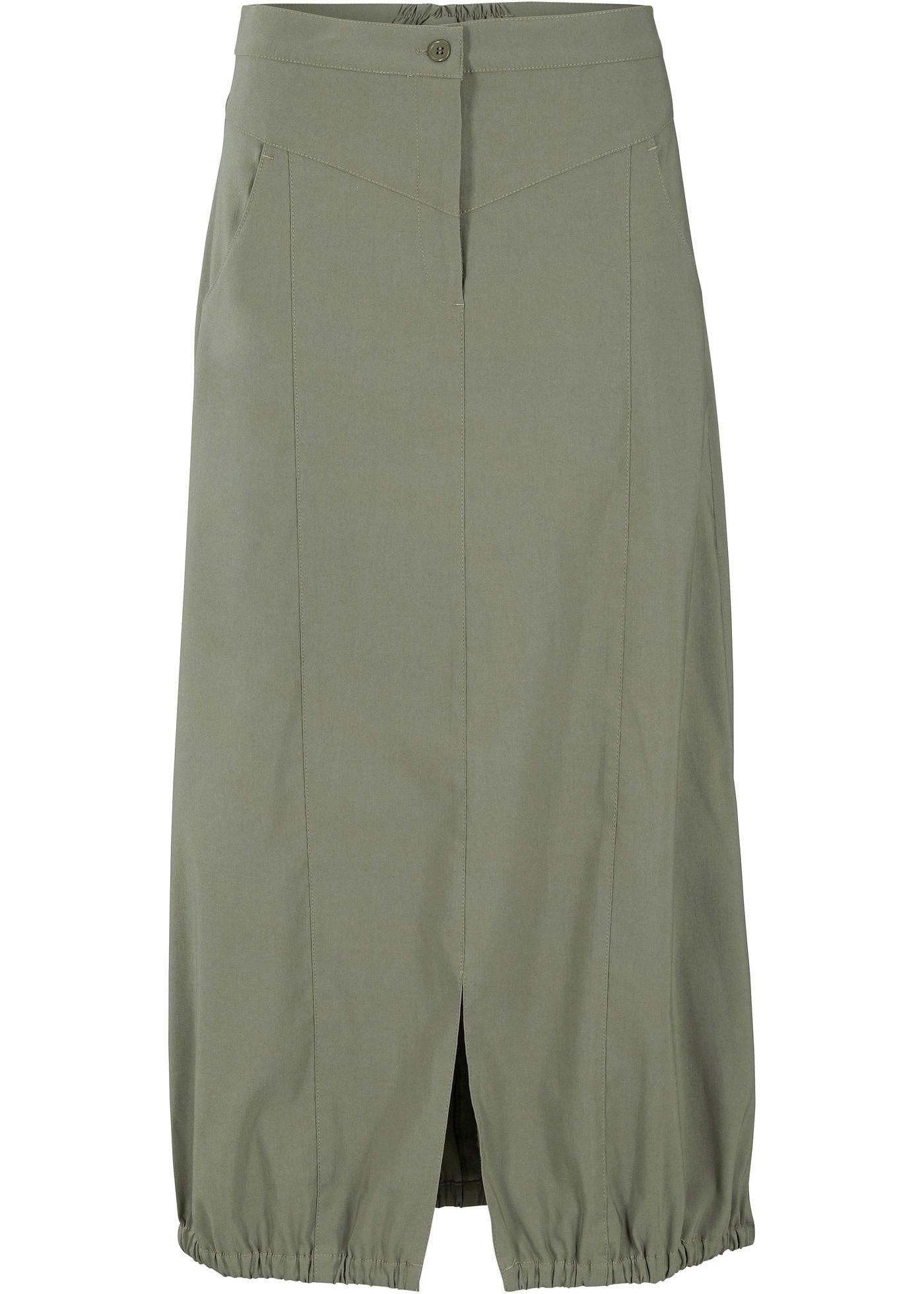 Jupe longue en bengaline avec fente et taille confortable