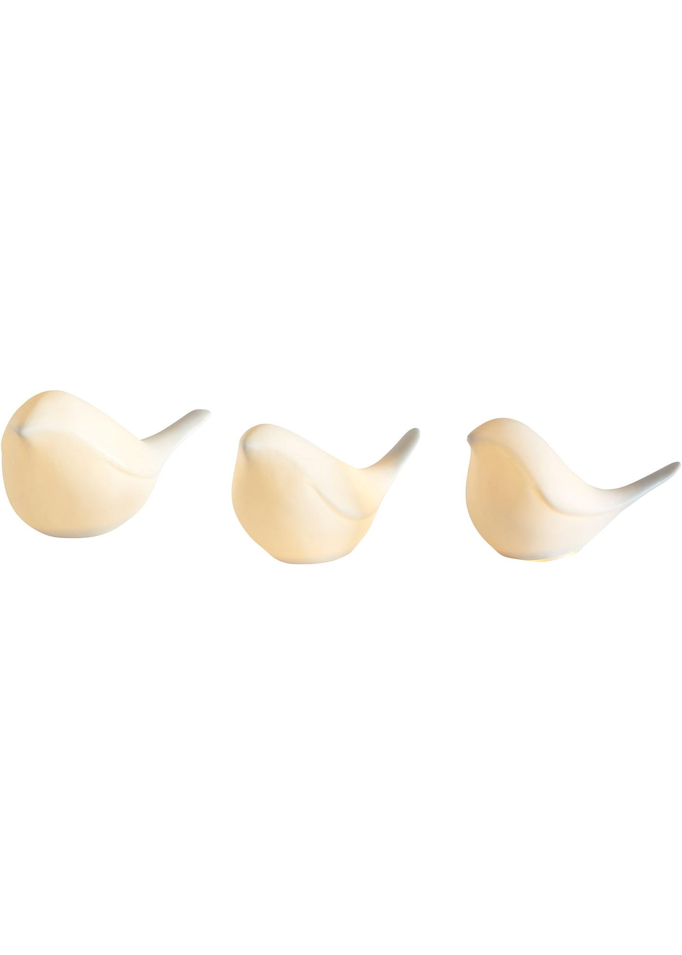 Figurines décoratives LED en forme d'oiseau (Ens. 3 pces.)