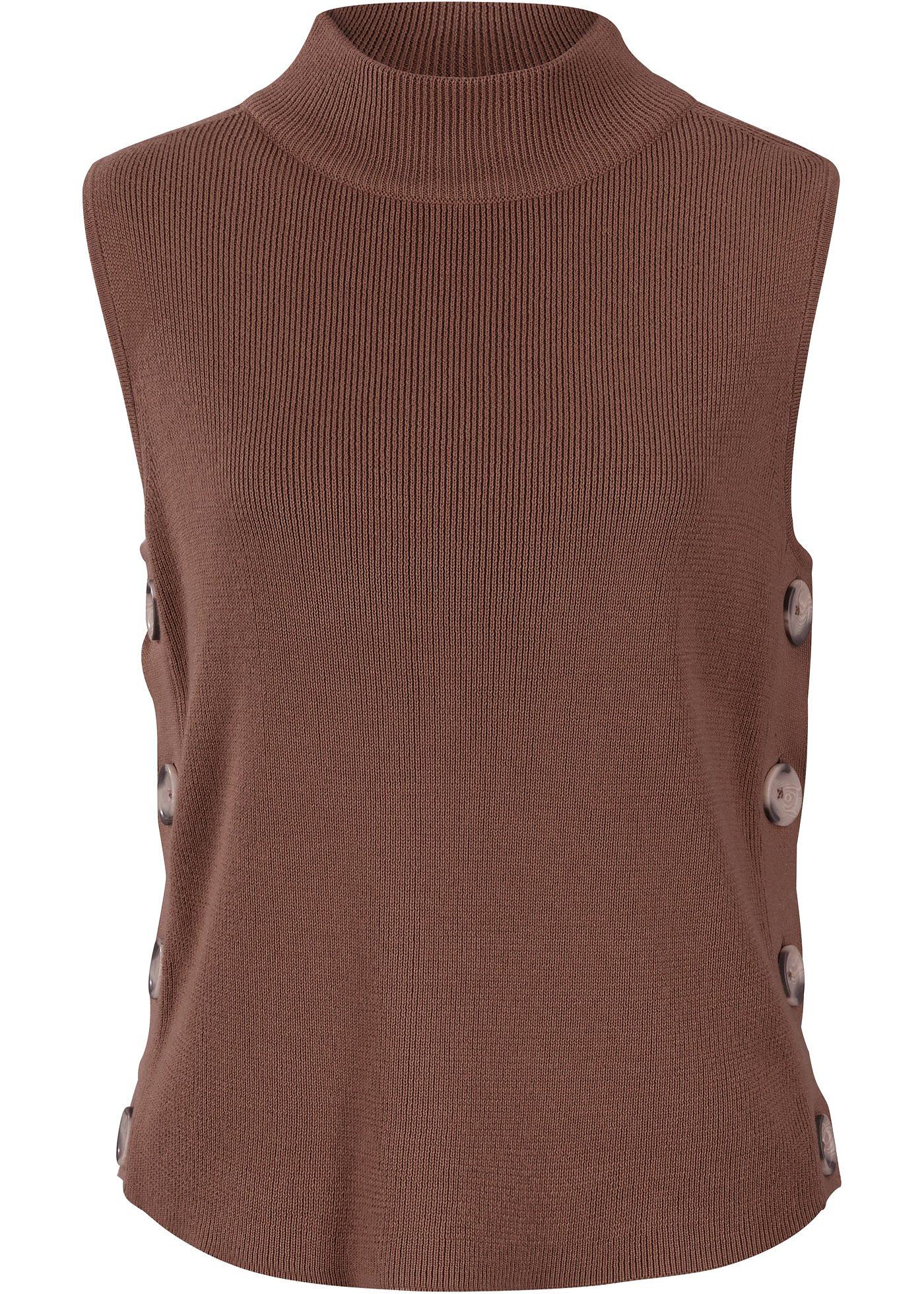 Pull sans manches col tortue avec structure côtelée