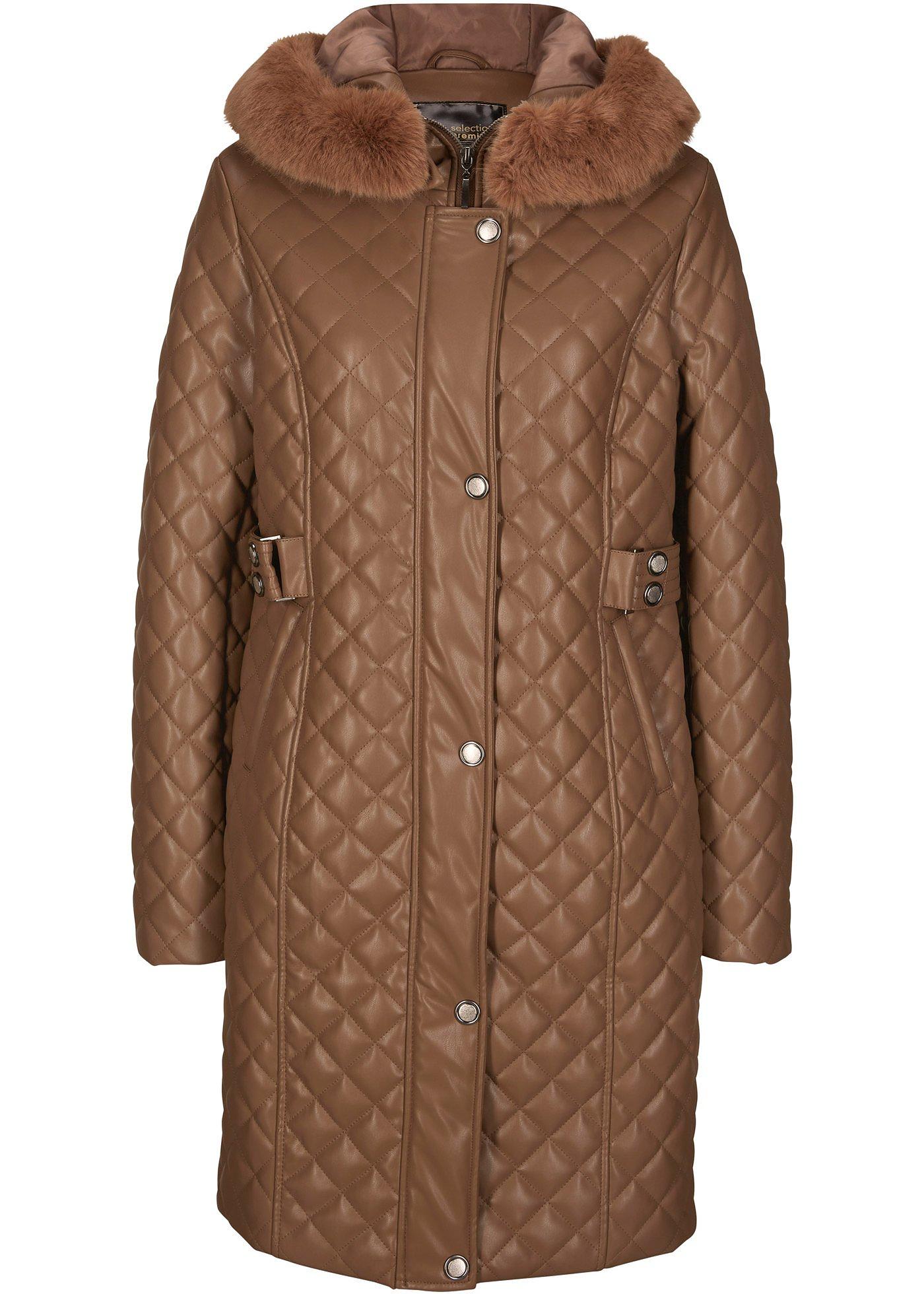 Manteau matelassé court en synthétique imitation cuir