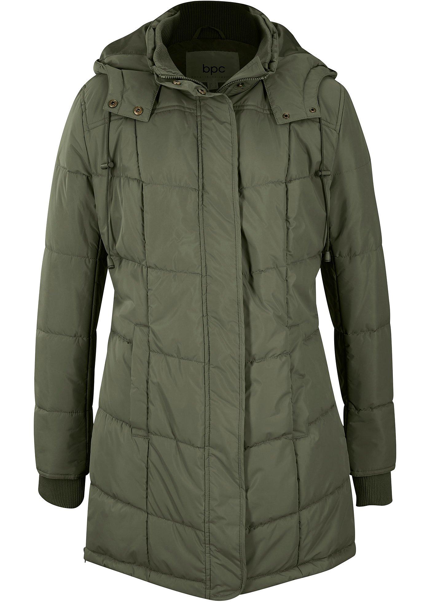 Veste longue matelassée, rembourrée avec col et capuche