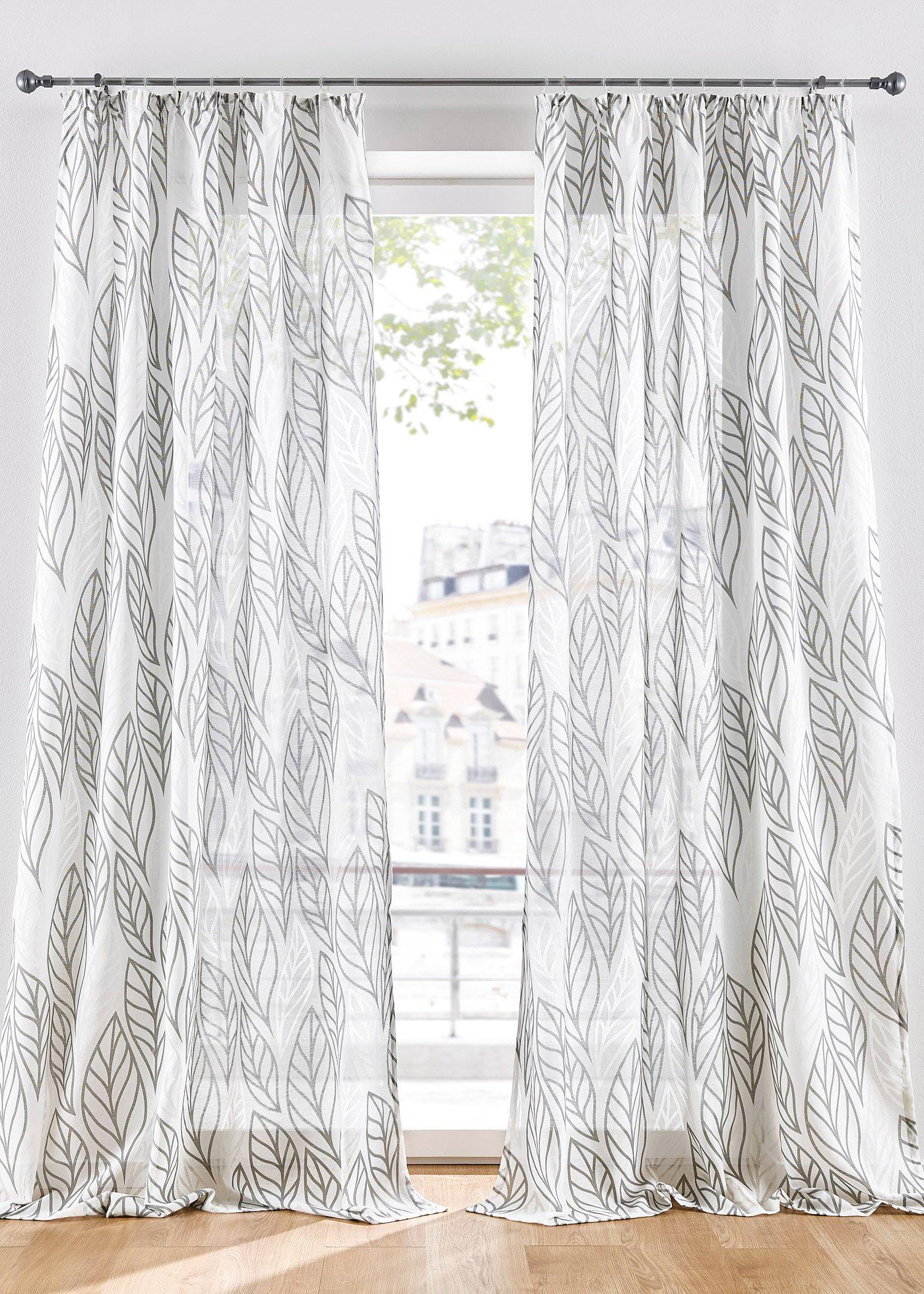 Voilage à imprimé feuille en dévoré (1 pce.)