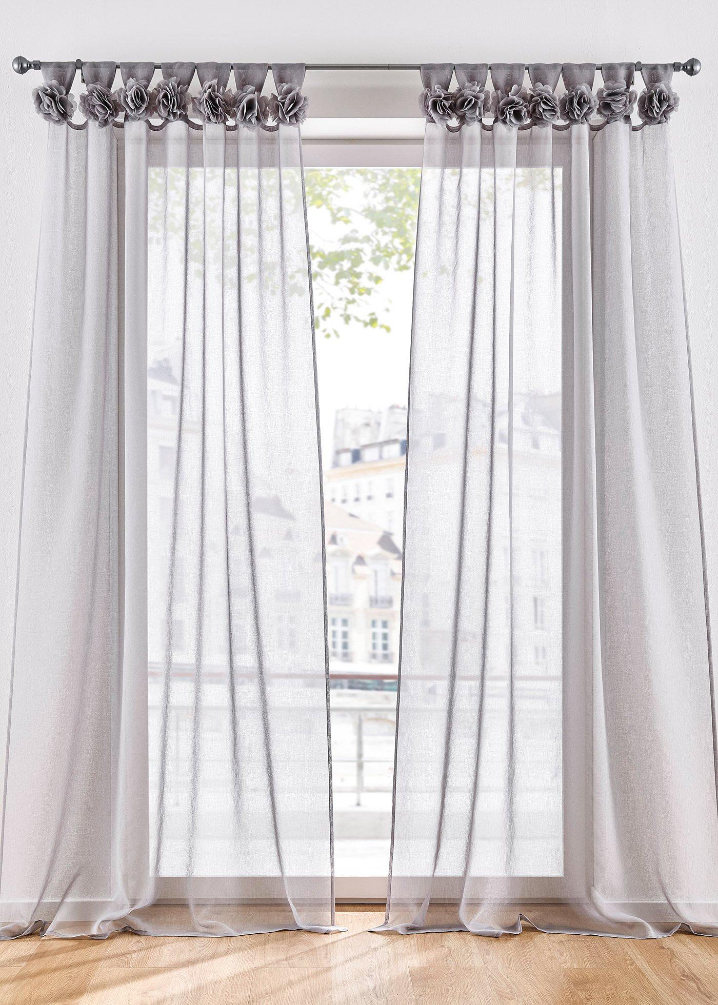 Voilage avec application roses en 3D (1 pce.)