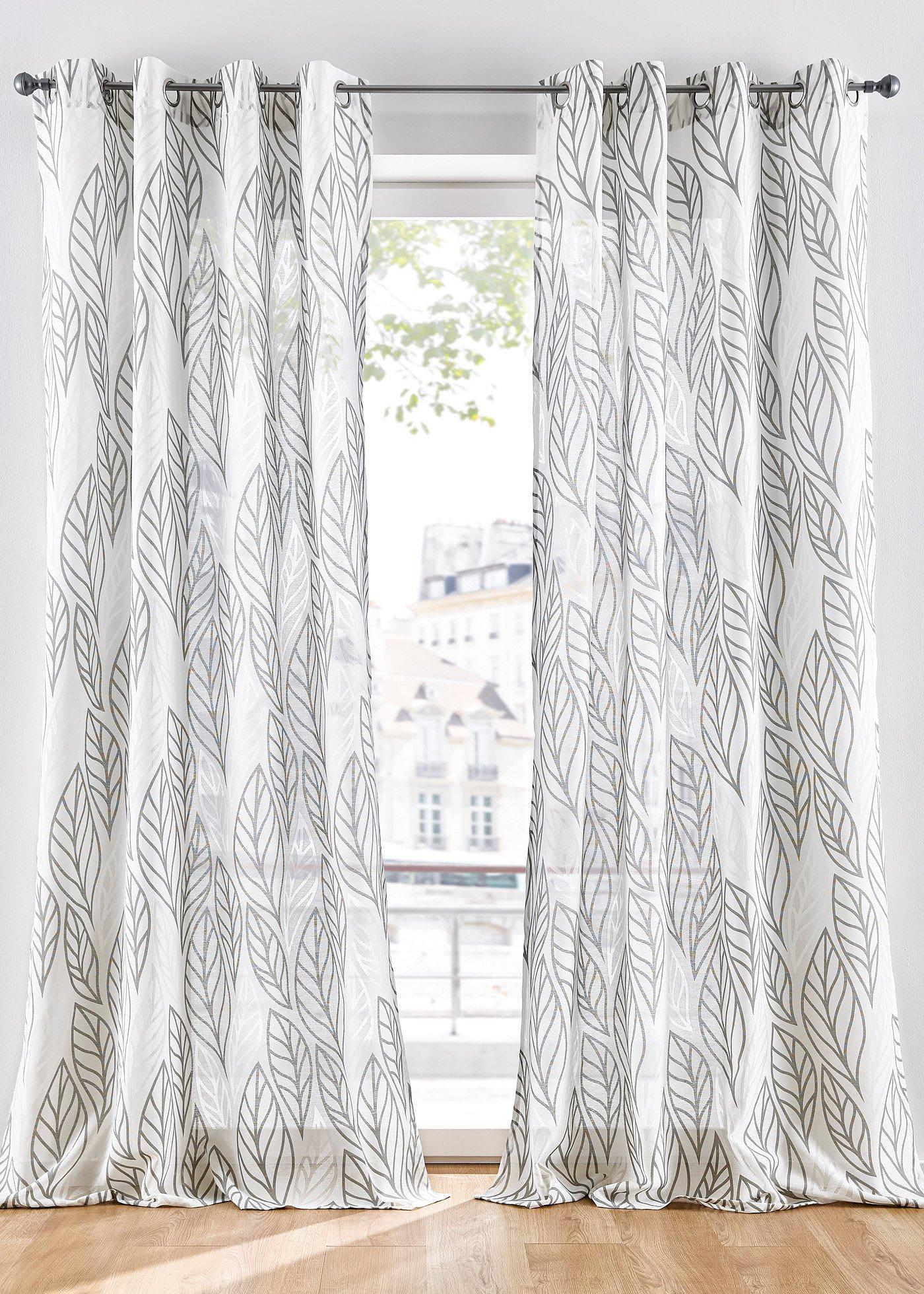 Voilage à imprimé feuille en dévoré (1 pce.)