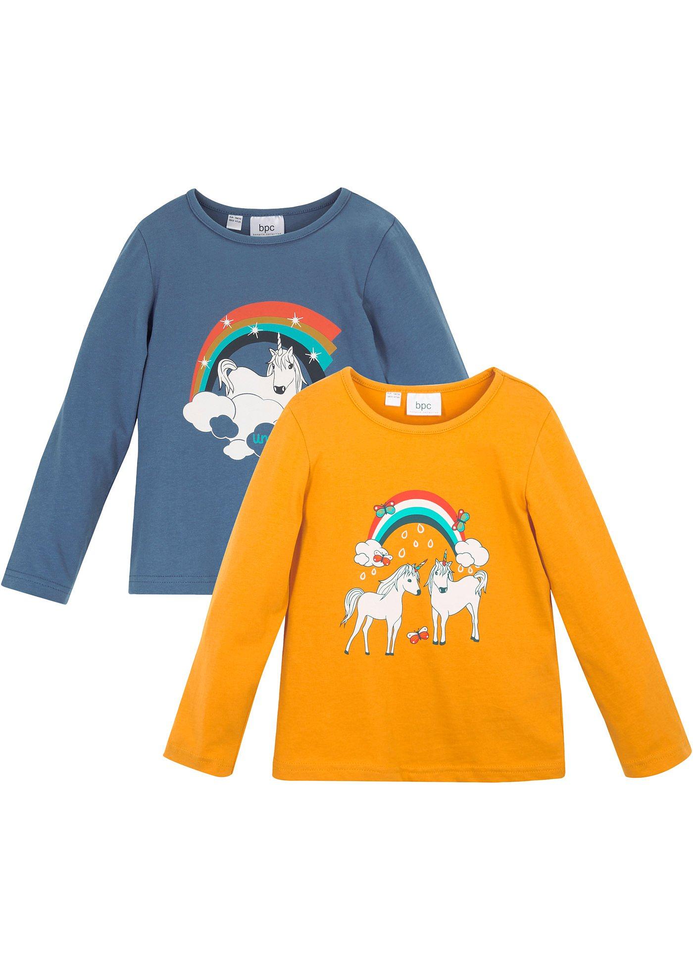 Lot de 2 T-shirts manches longues fille en coton bio