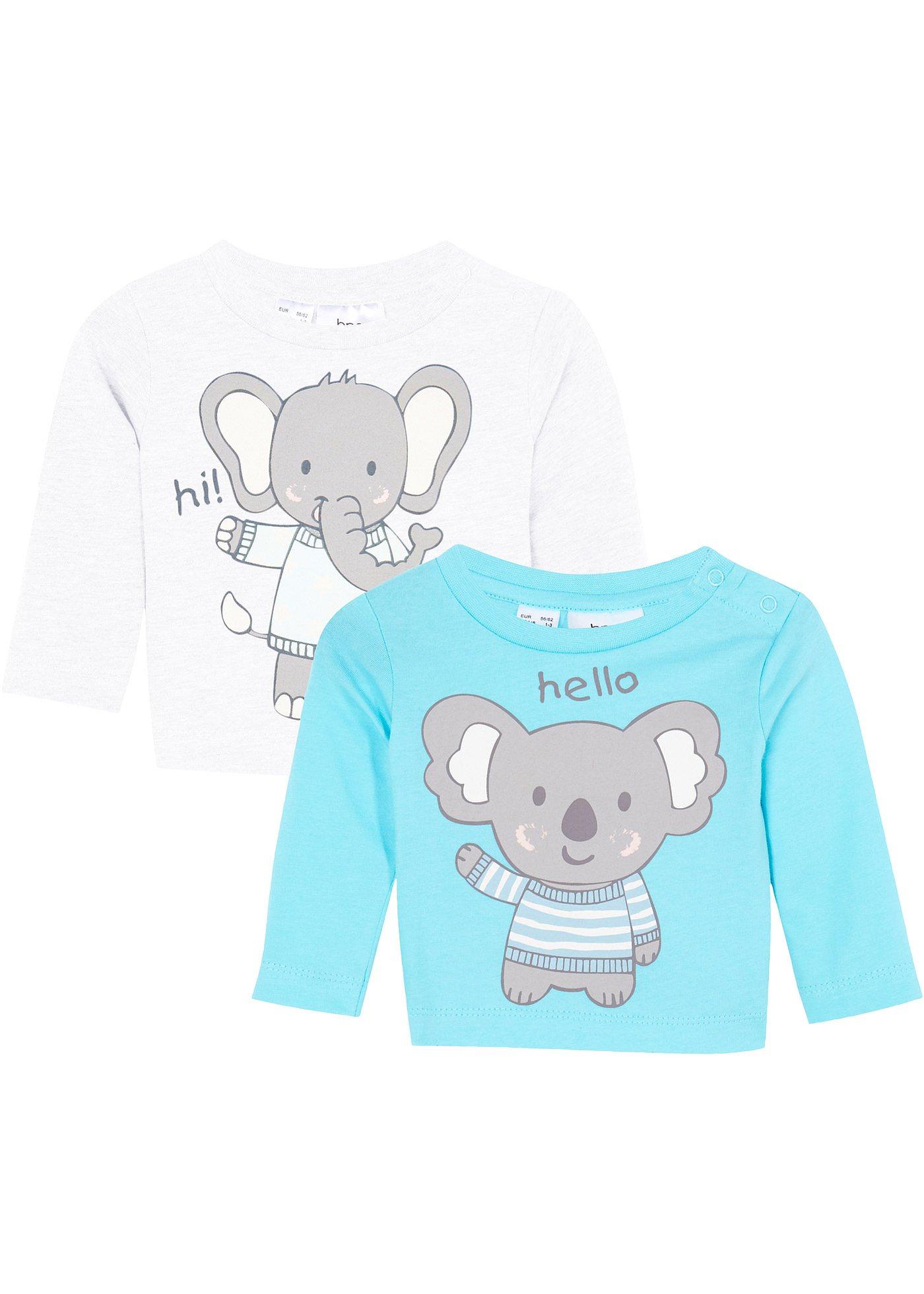 Lot de 2 T-shirts manches longues bébé en coton bio