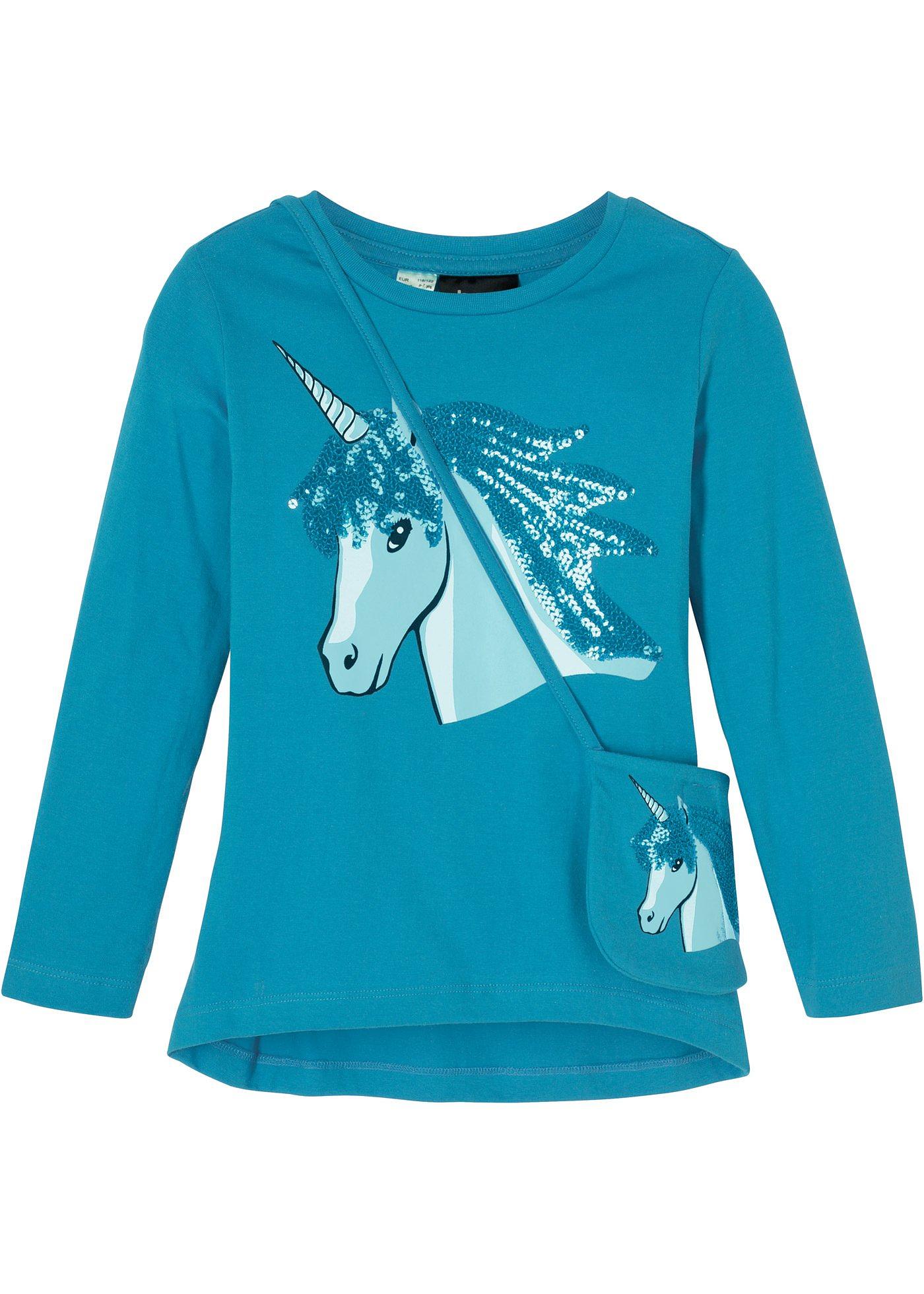 T-shirt fille brillant et petit sac (Ens. 2 pces.)