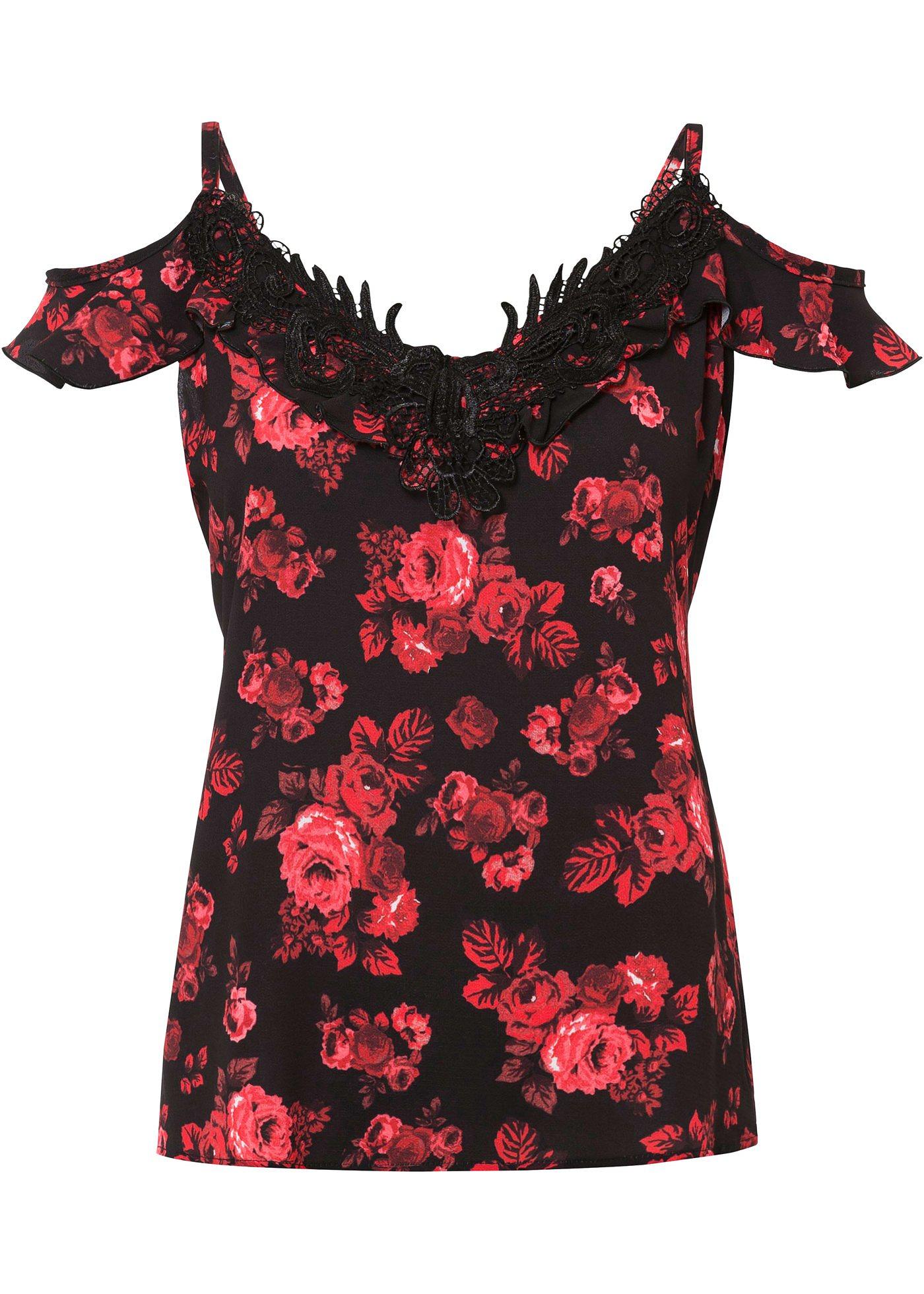 Blouse imprimée à dentelle