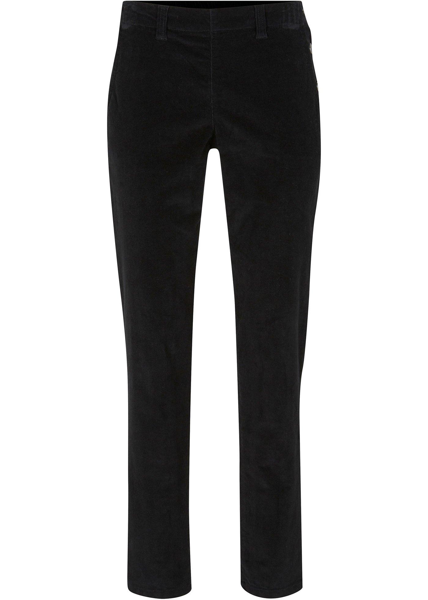 Pantalon taille extensible en velours côtelé avec boutons latéraux