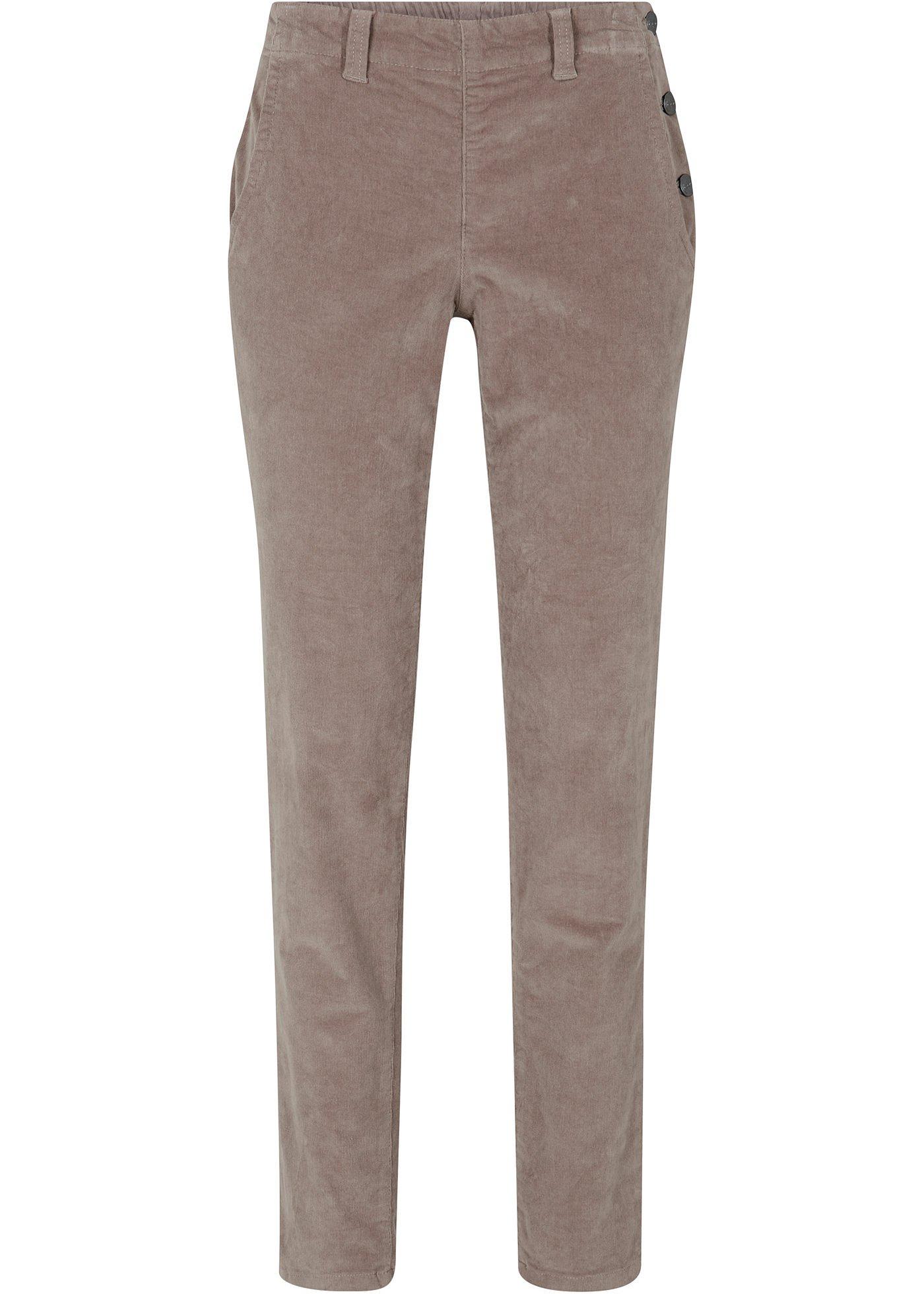 Pantalon taille extensible en velours côtelé avec boutons latéraux