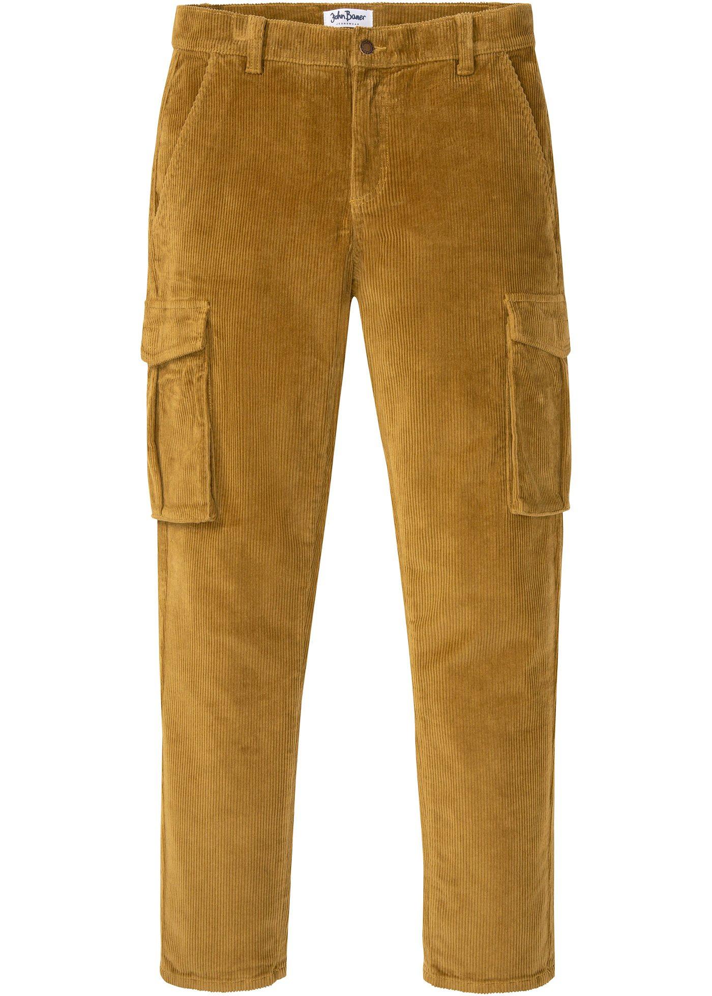Pantalon Cargo velours côtelé extensible Loose Fit, Tapered