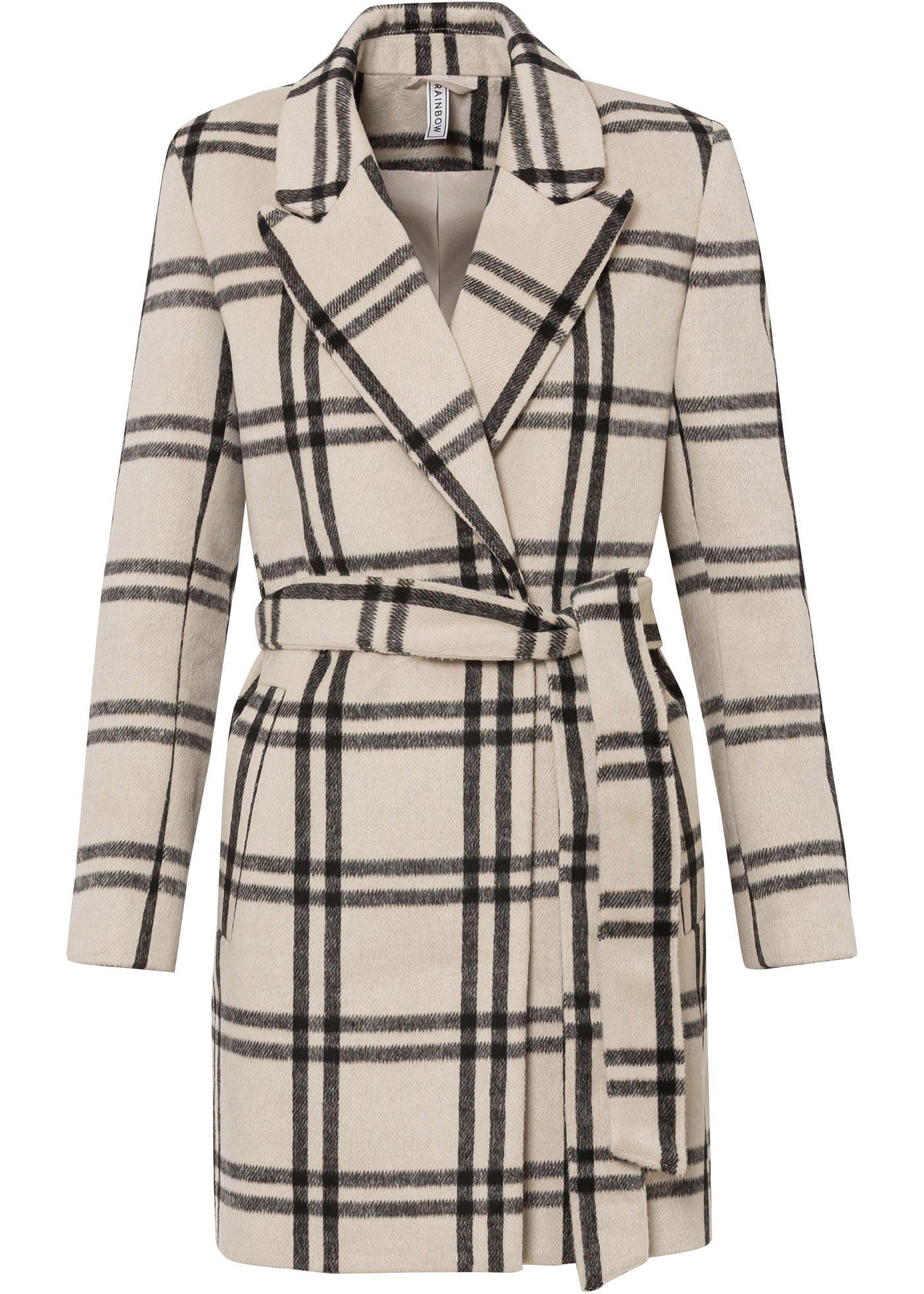 Manteau à carreaux aspect laine