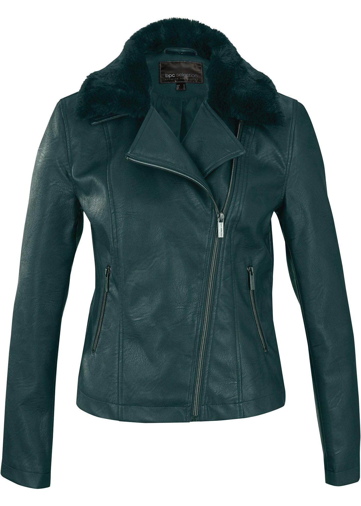 Blouson en synthétique imitation cuir avec col en fausse fourrure