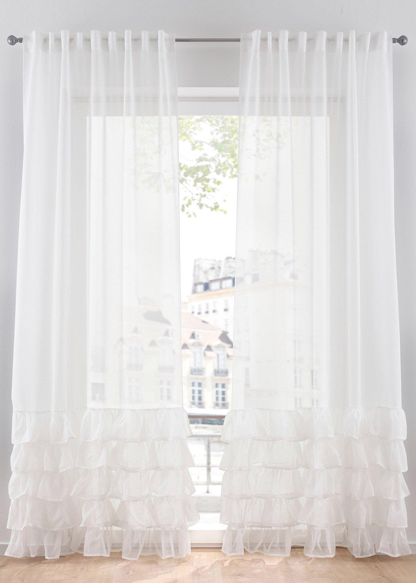 Voilage avec bordures ruchées (1 pce.)