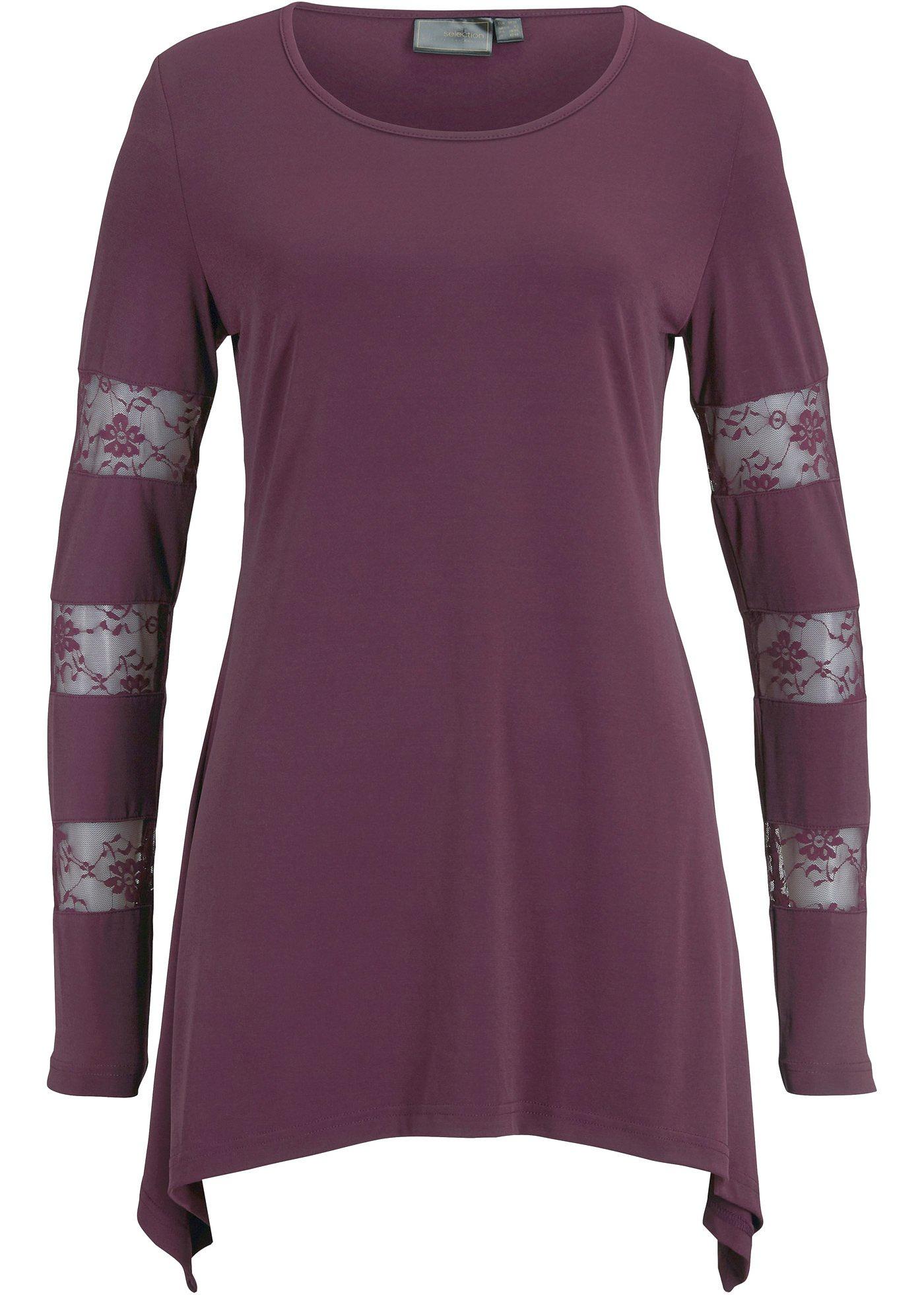 T-shirt manches longues à dentelle et pans