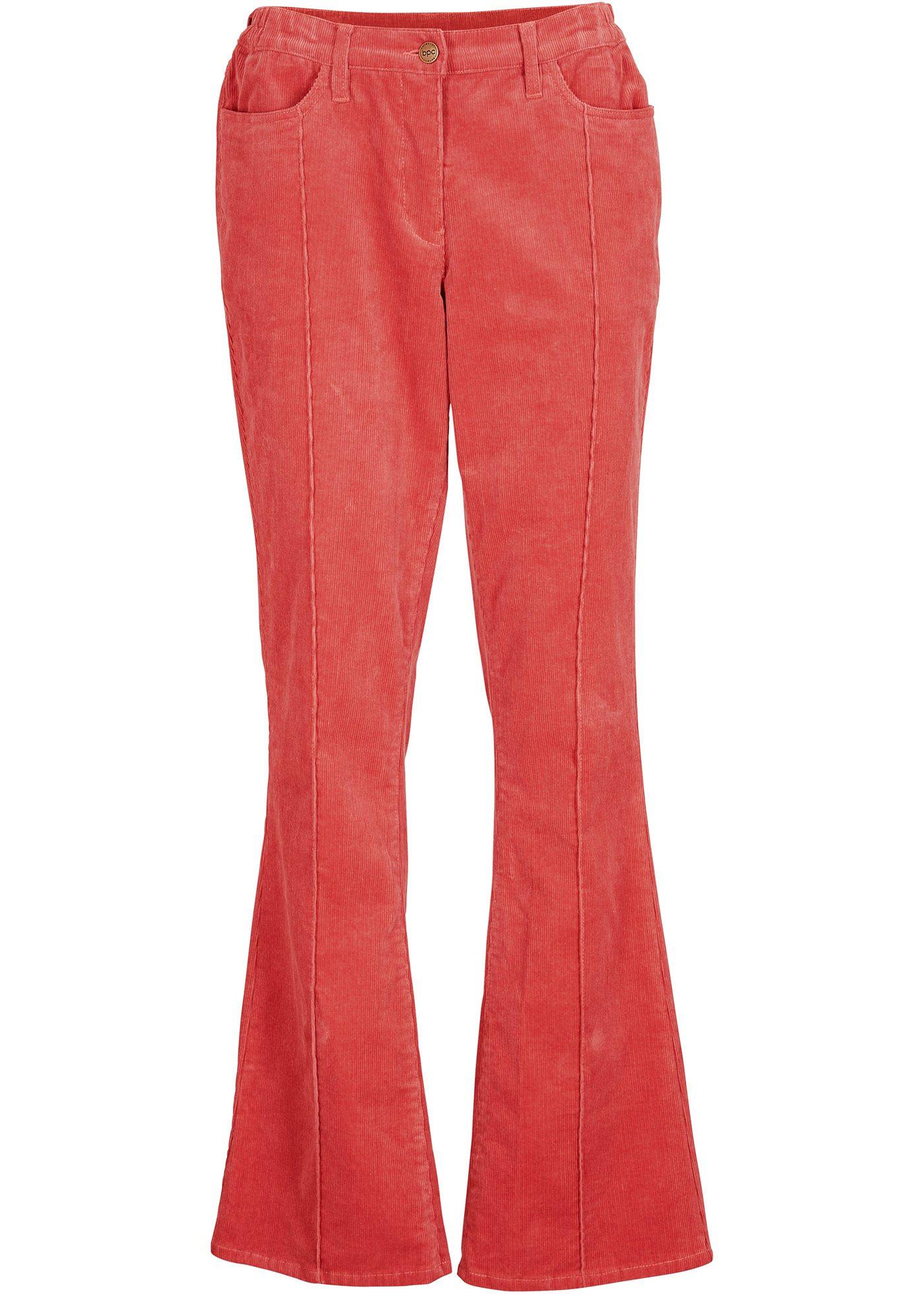 Pantalon velours côtelé Bootcut avec passepoil et taille confortable