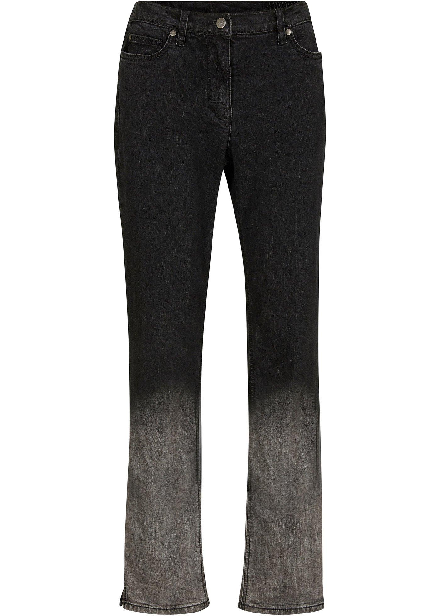 Jean avec dégradé de couleur et taille confortable, Straight Fit