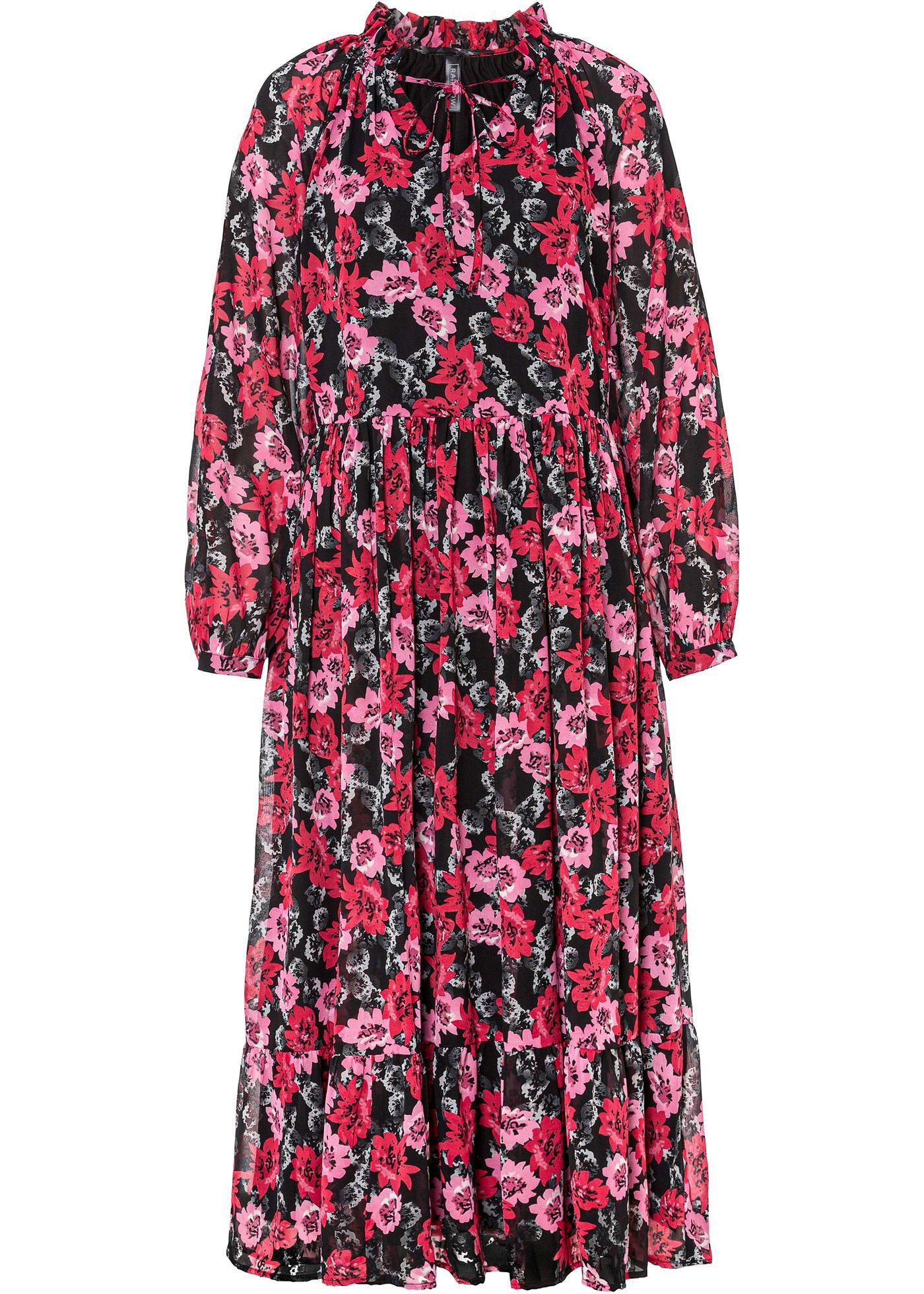 Robe longue avec polyester recyclé et imprimé floral