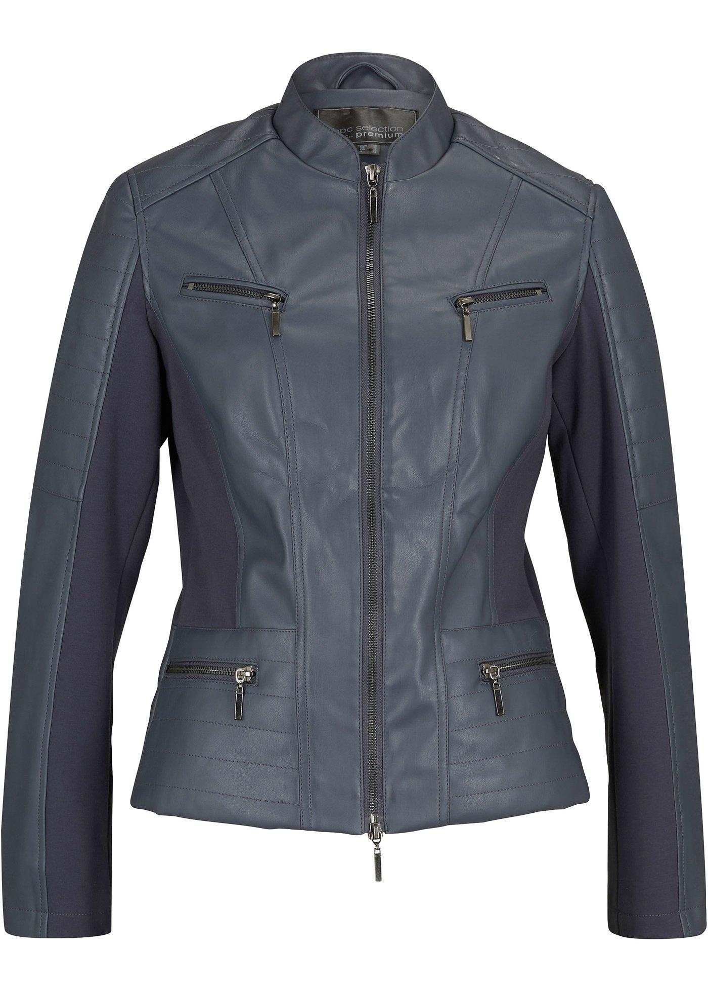 Veste biker en synthétique imitation cuir