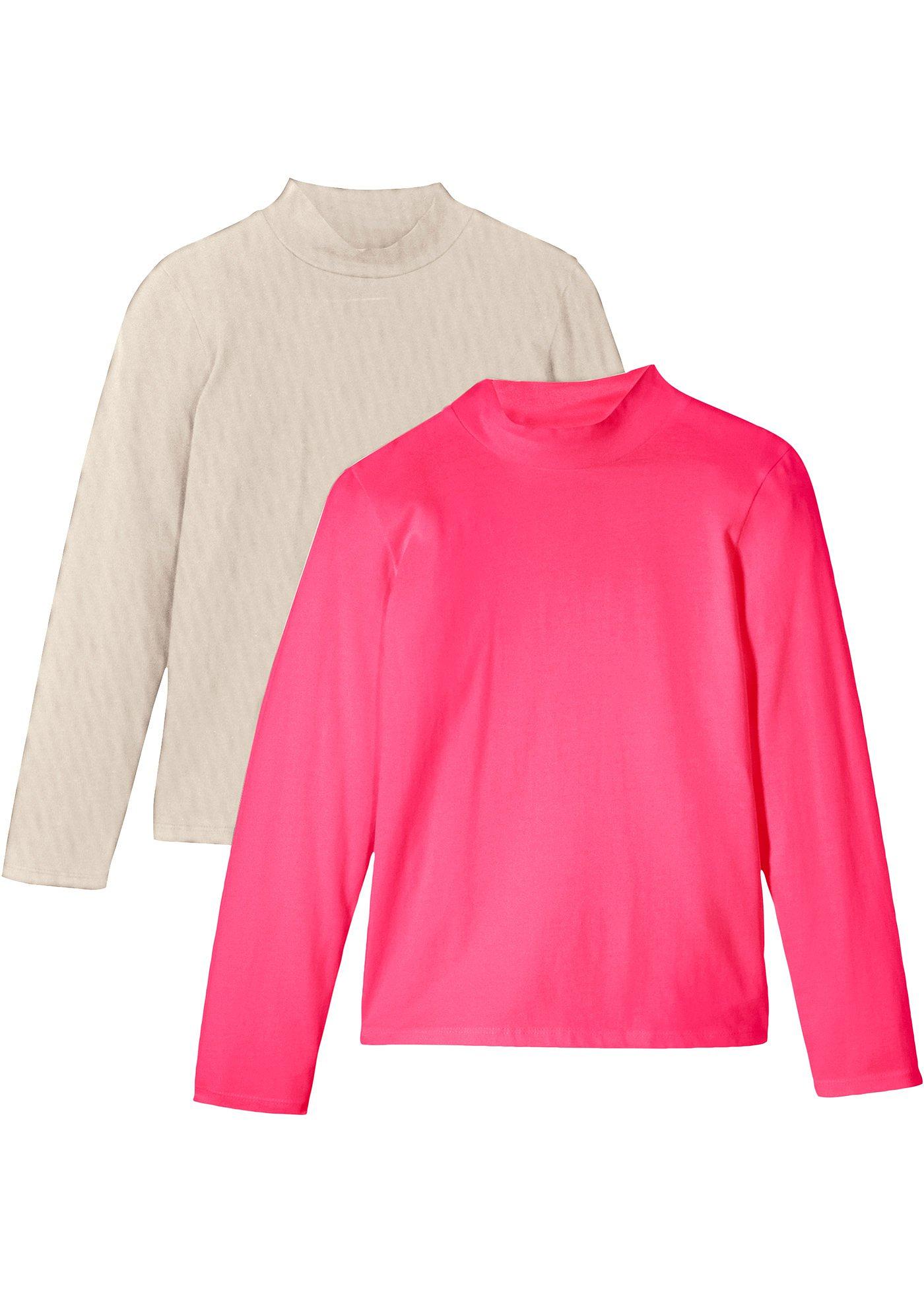 Lot de 2 T-shirts fille à col roulé coton bio