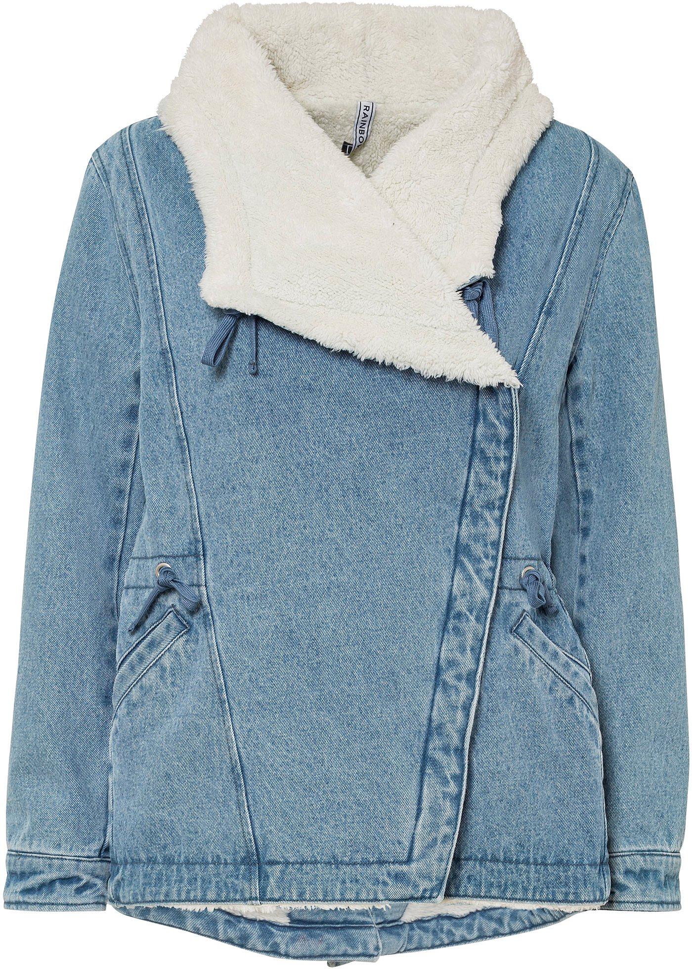 Parka en jean avec fourrure peluche
