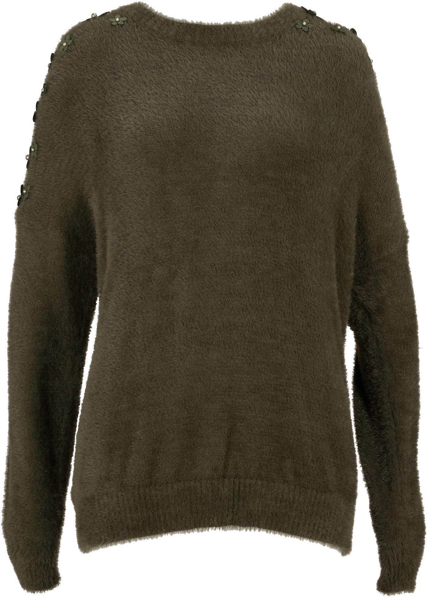 Pull en fil duveteux avec application