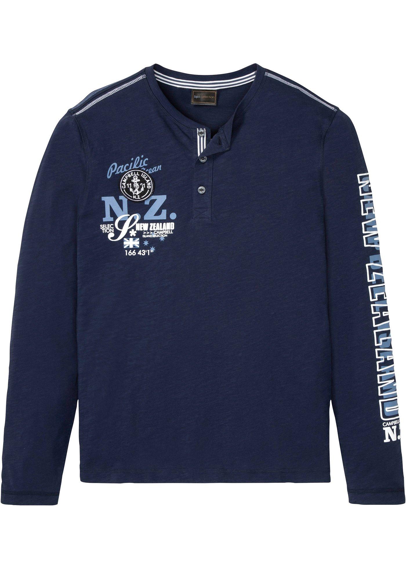 T-shirt col Henley, manches longues