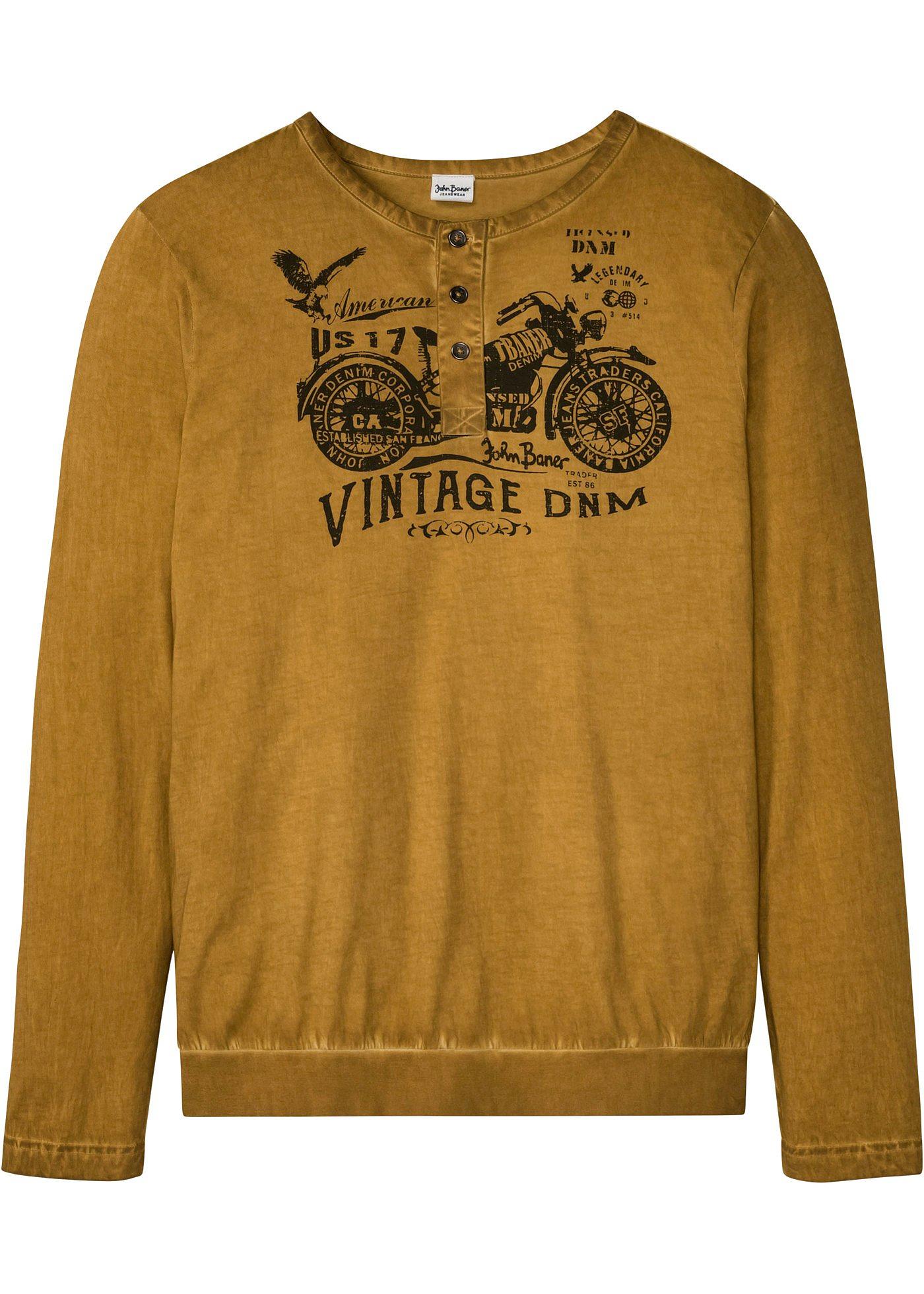 T-shirt col Henley coupe confort, manches longues