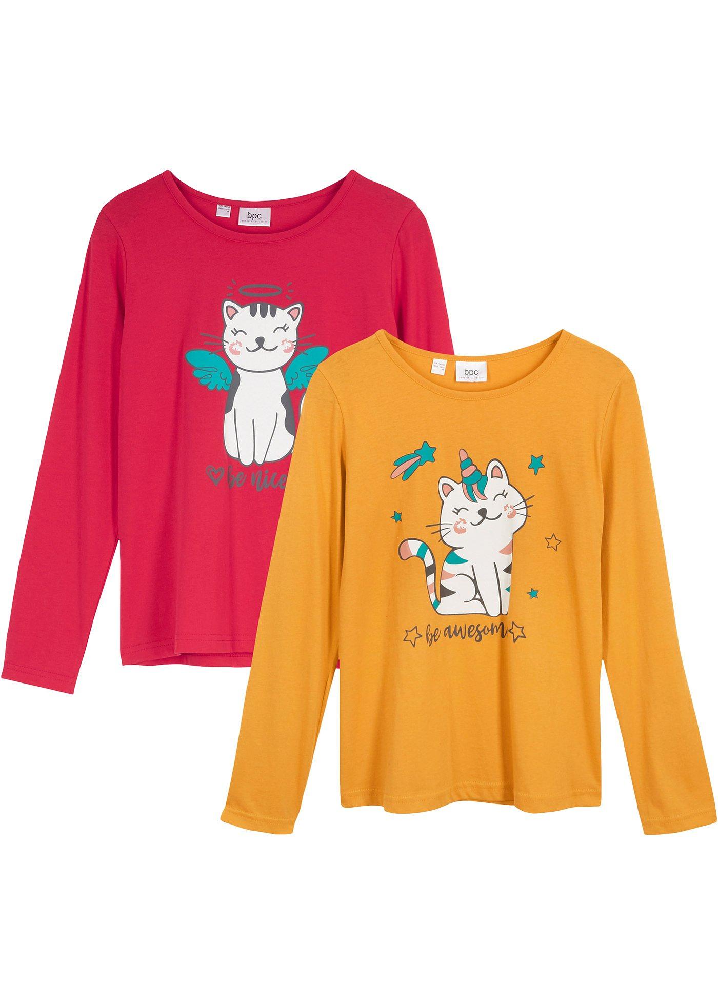 Lot de 2 T-shirts manches longues fille en coton bio