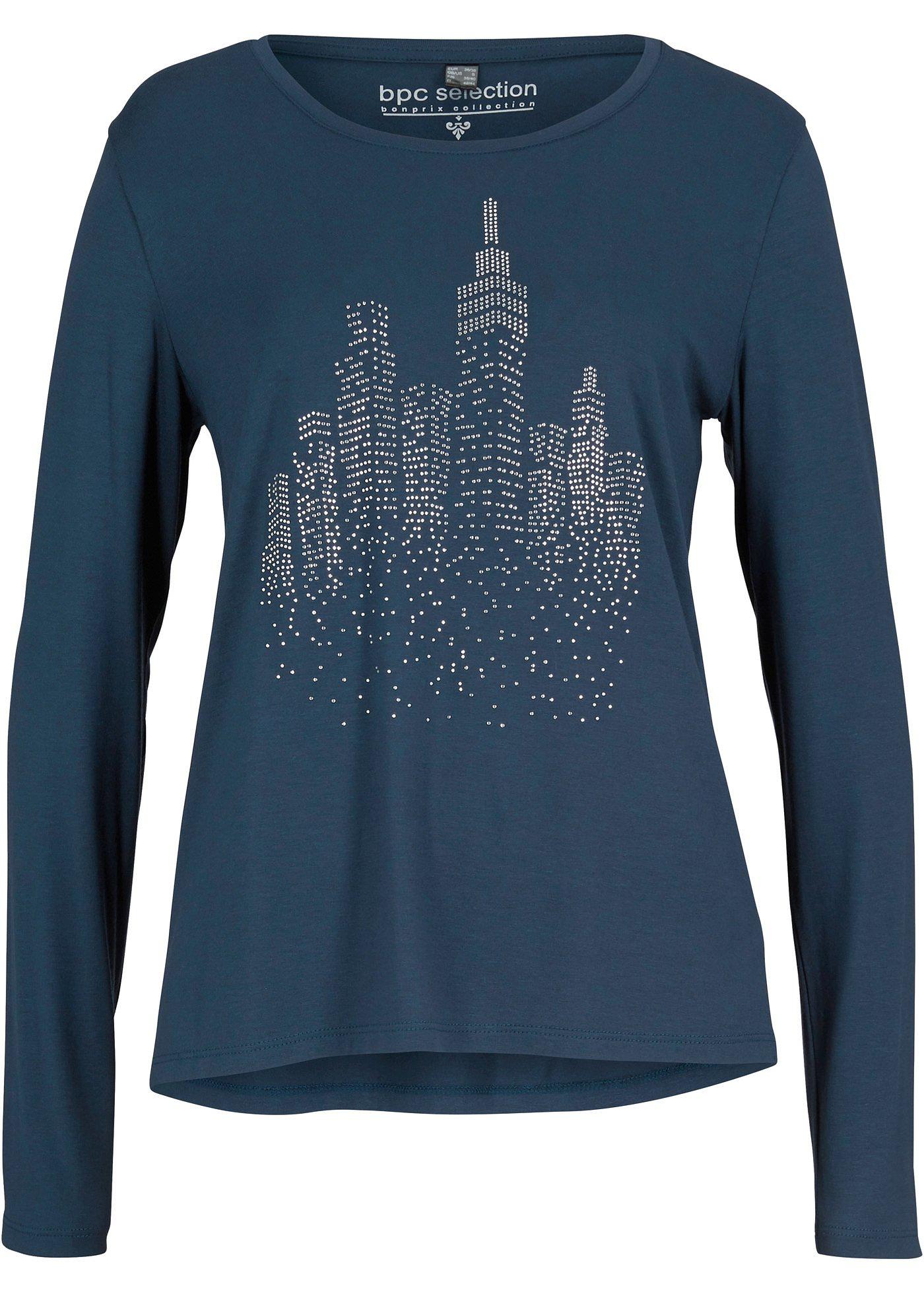 T-shirt manches longues avec pierres brillantes