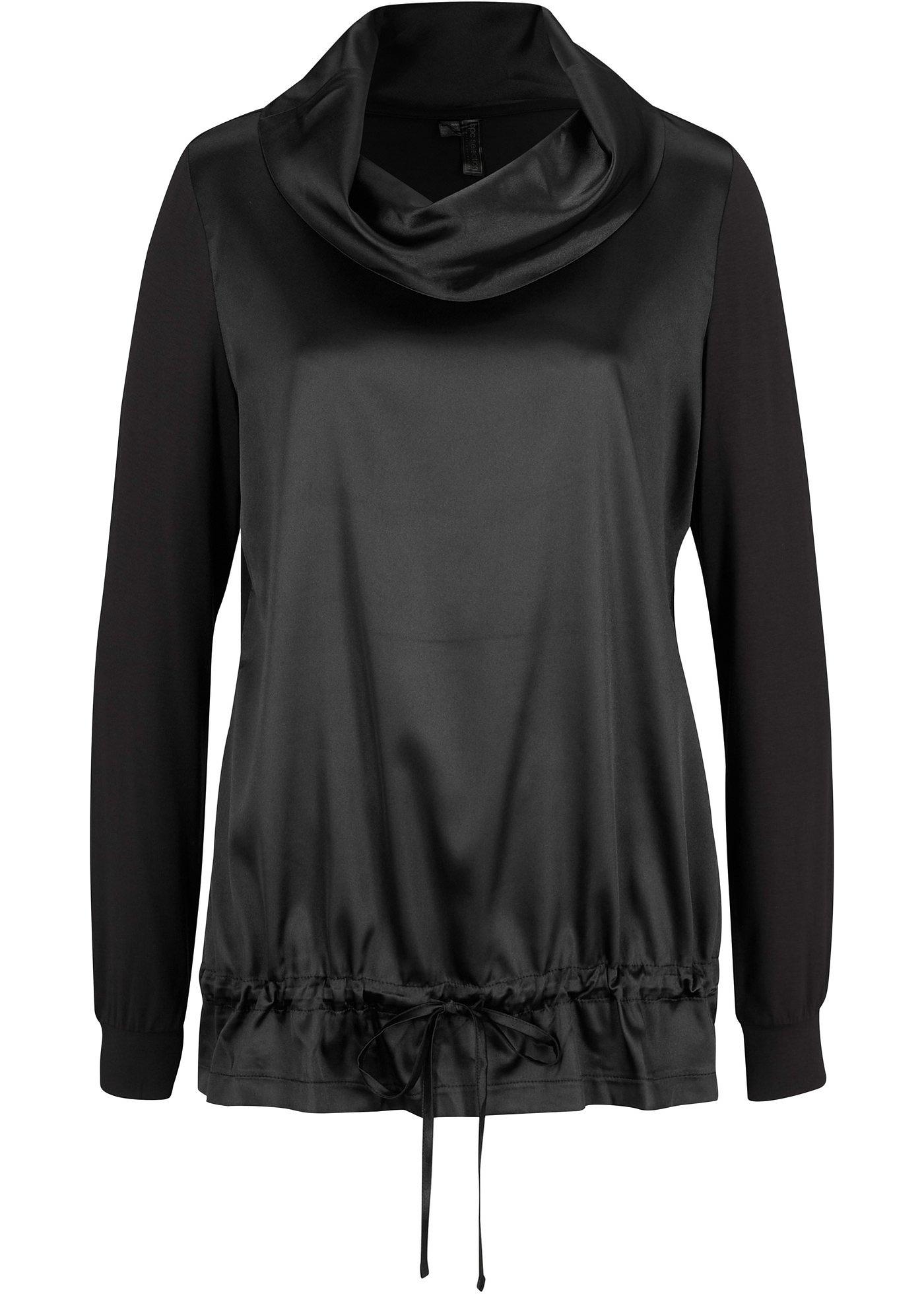 T-shirt manches longues avec satin et col large