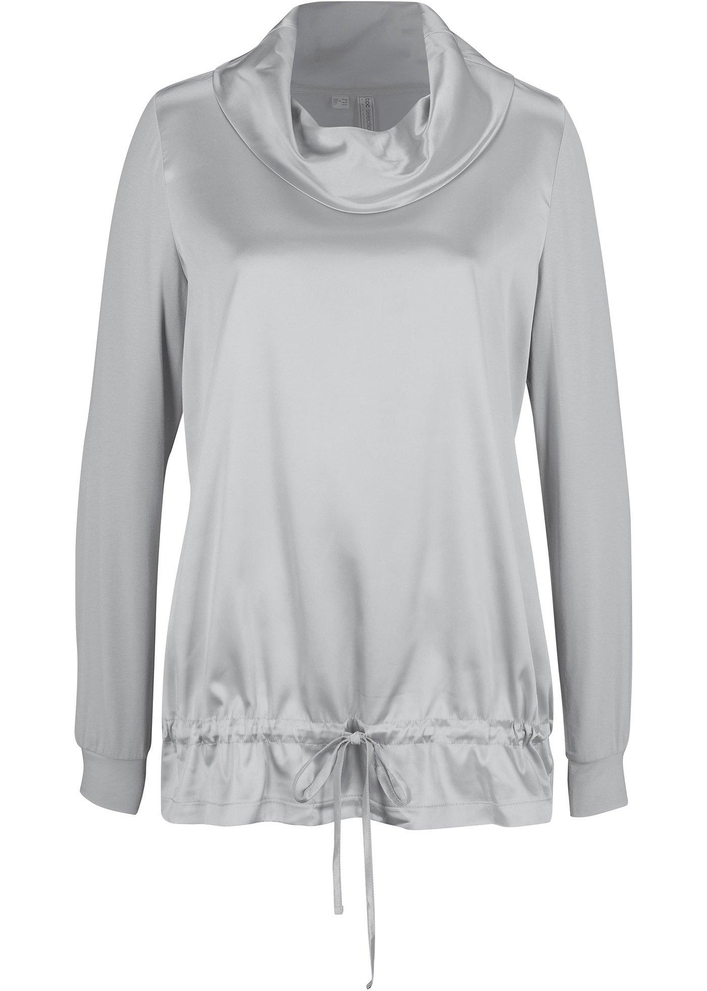 T-shirt manches longues avec satin et col large