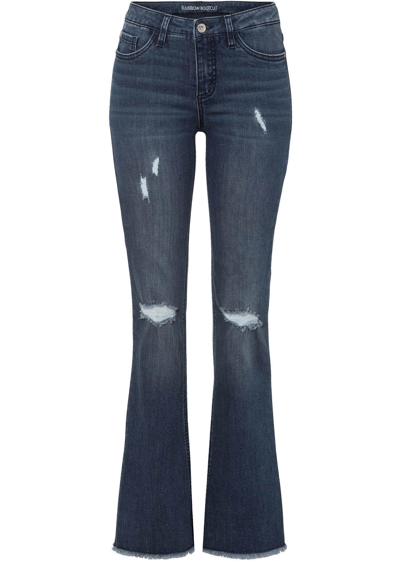 Jean flare style destroyed avec polyester recyclé