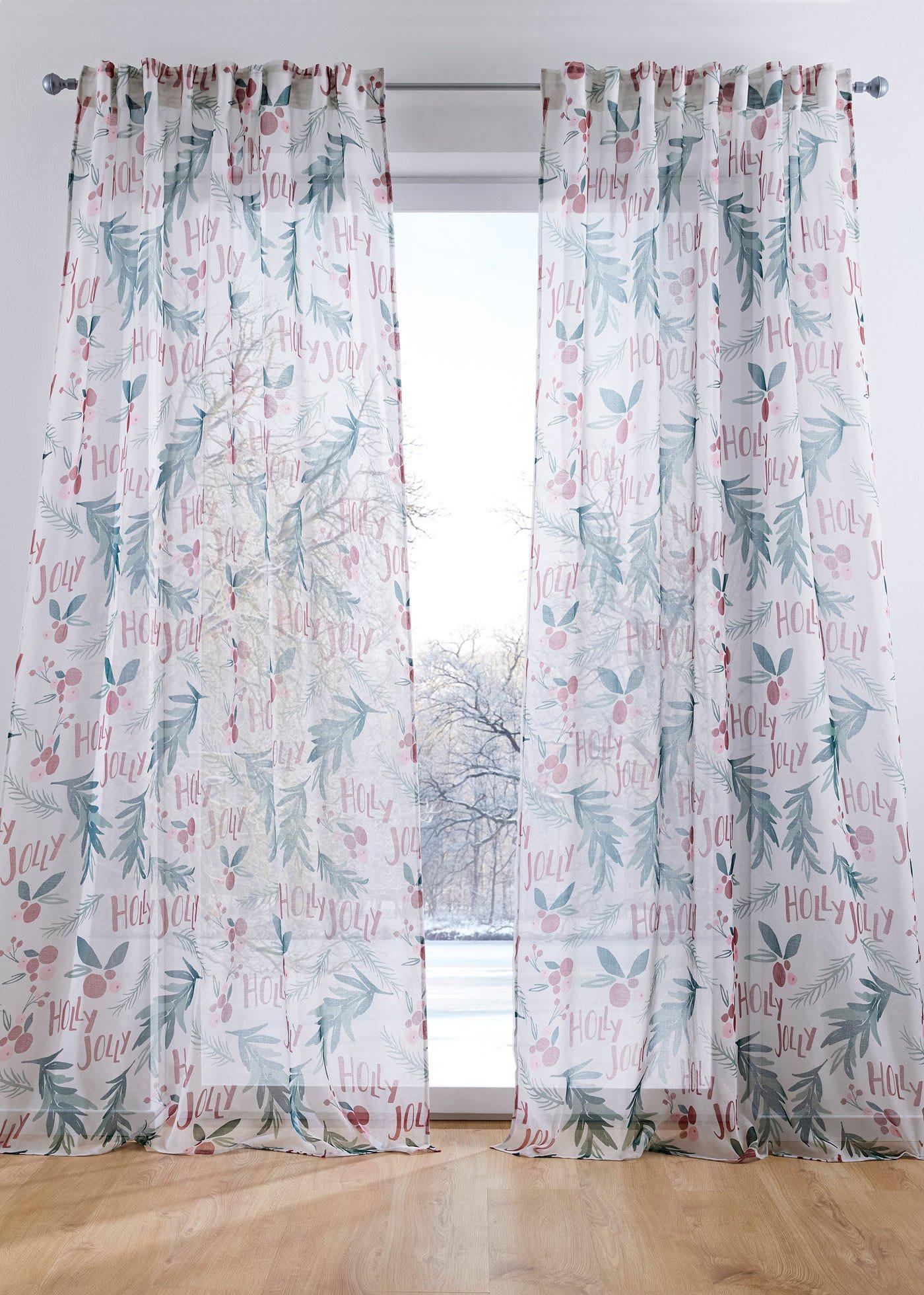 Voilage semi-transparent avec imprimé de Noël (1 pce.)