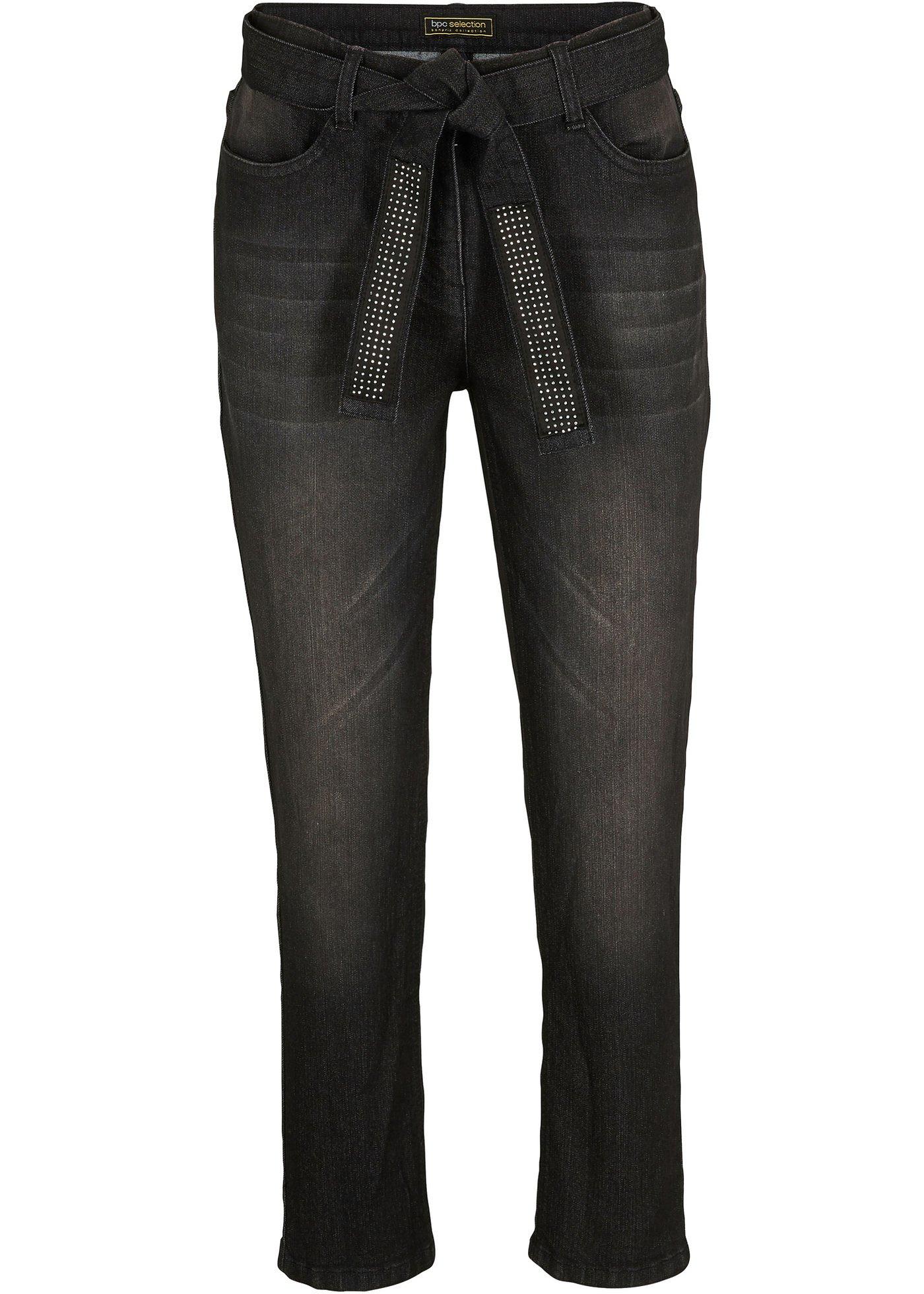 Jean 7/8 extensible avec ceinture brillante