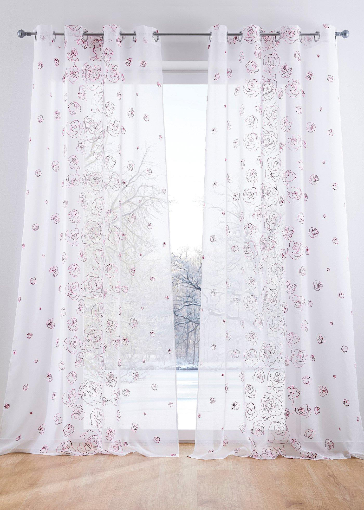 Voilage à broderie florale (1 pce.)